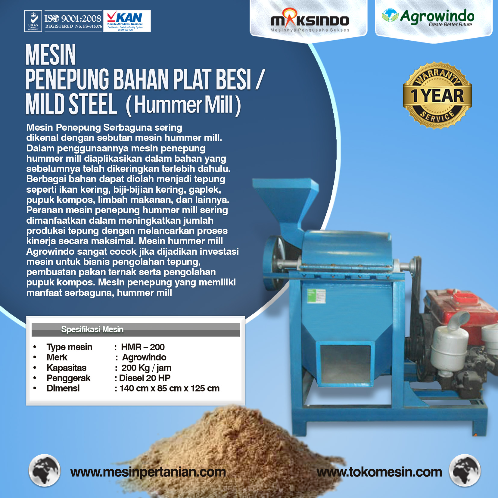 Hummer Mill Mini Jual Mesin Penepung Serbaguna (Hammer Mill) di Yogyakarta - Toko Mesin ...