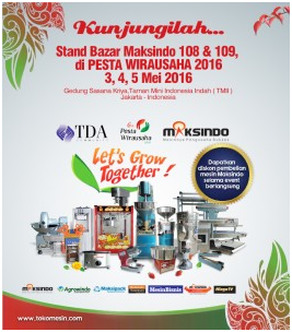 Stand Bazar Maksindo 108 & 109 di PESTA WIRAUSAHA 2016 3,4,5 Mei