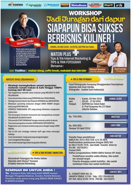 Workshop Jadi Juragan Dapur (Bisnis Kuliner) 5 Mei 2016