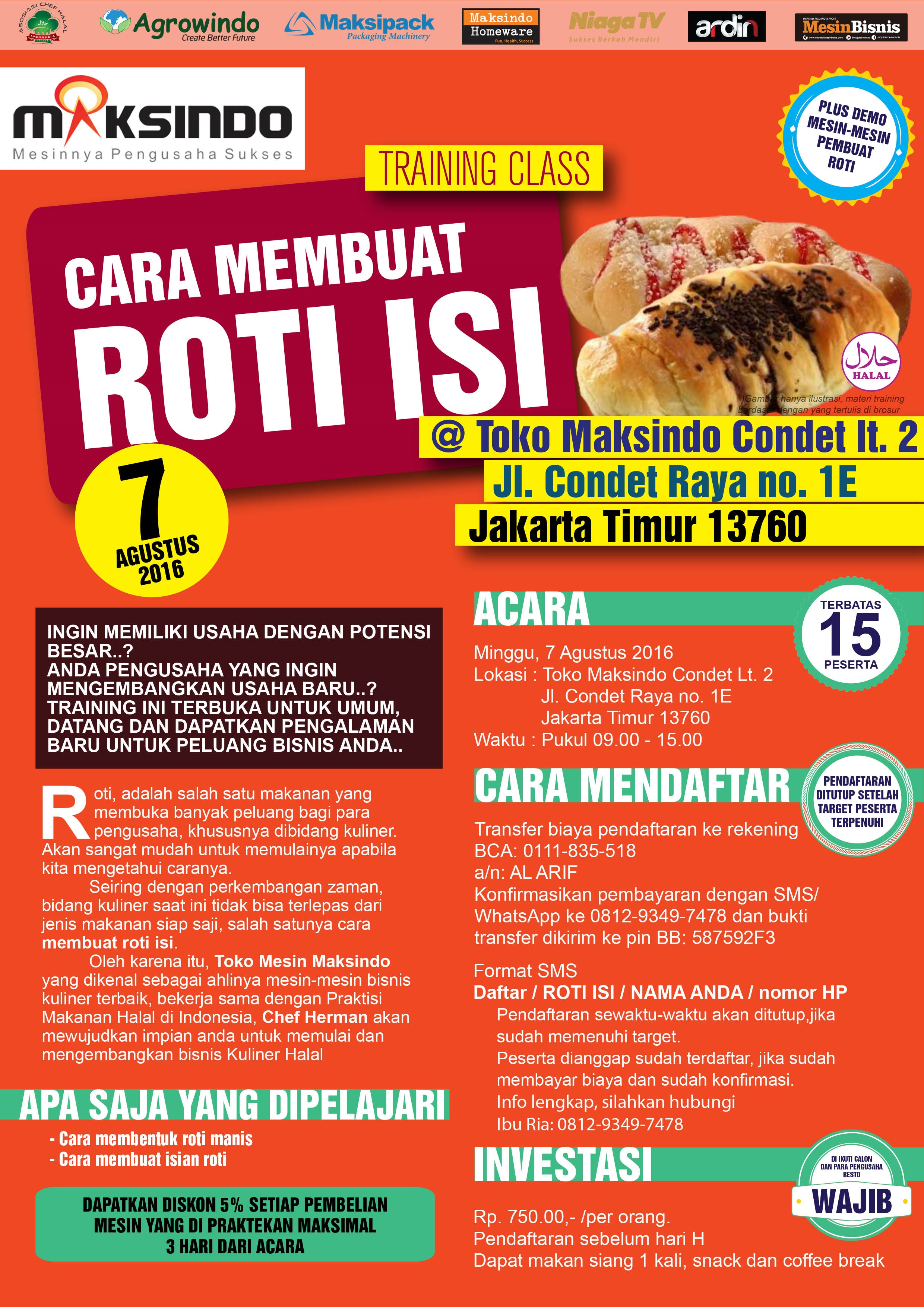 Training Usaha Roti Isi di Condet, 7 Agustus 2016