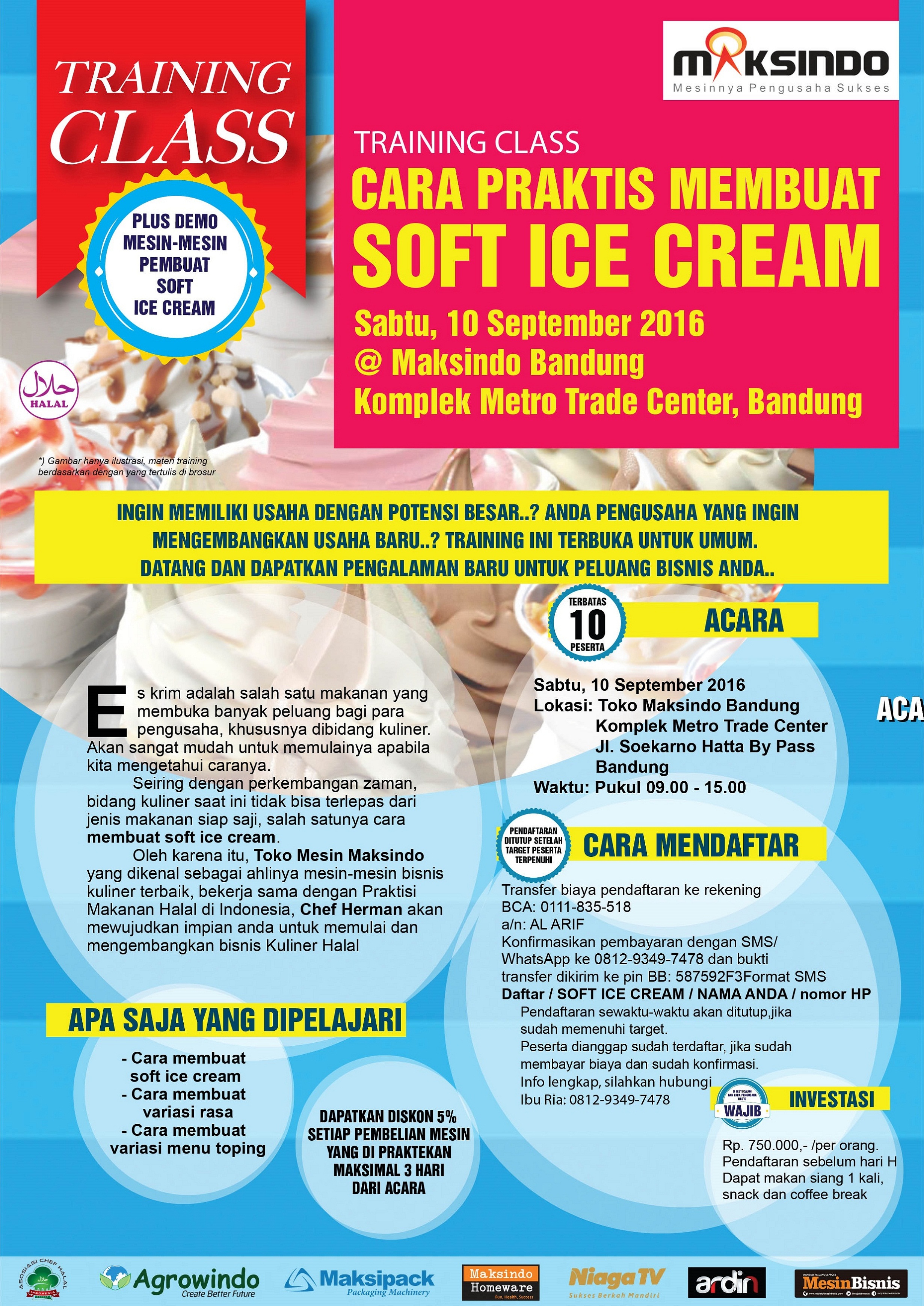 Training Usaha Soft Ice Cream di Bandung, 10 September 2016