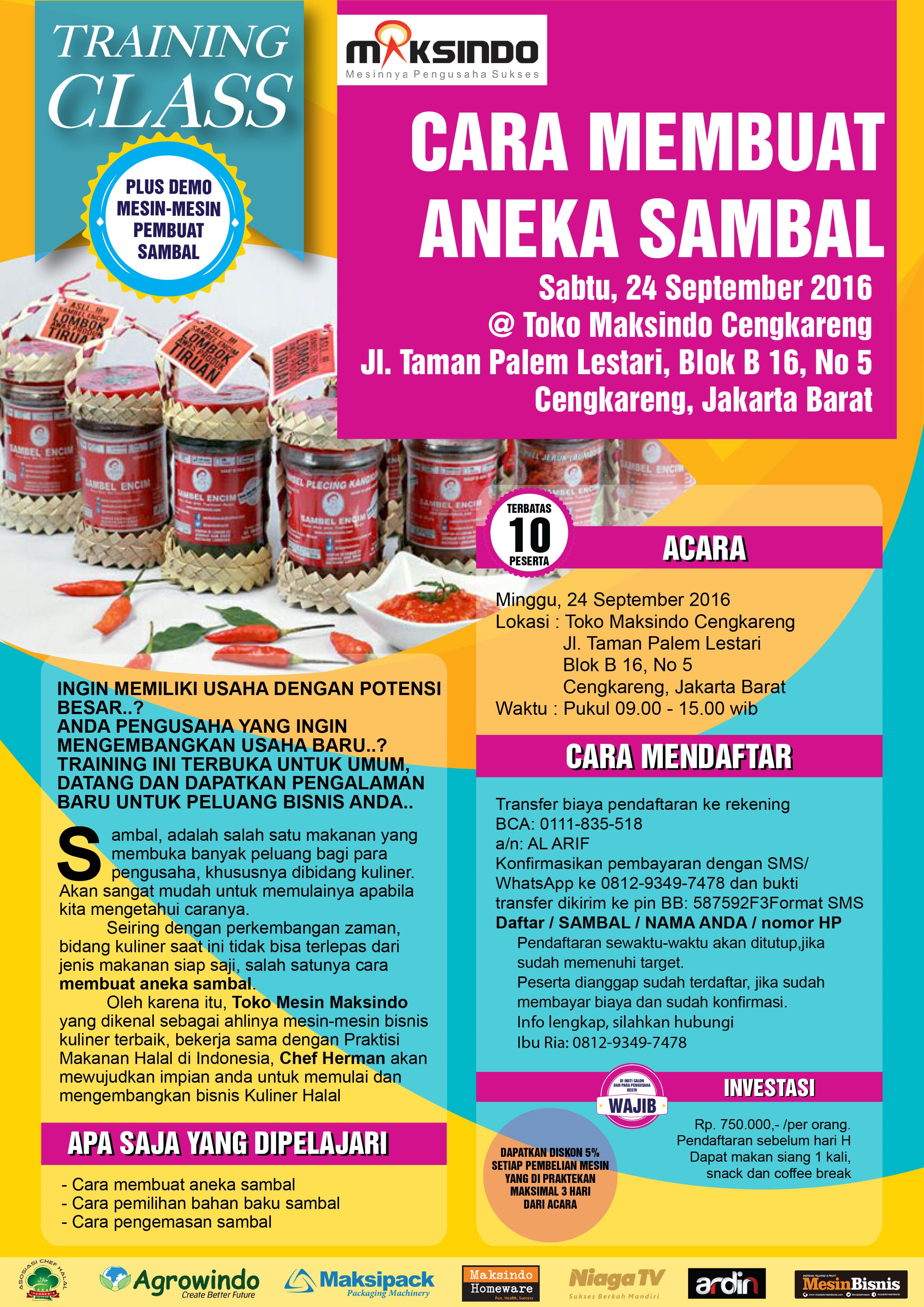 Training Usaha Aneka Sambal di Cengkareng, 24 September 2016
