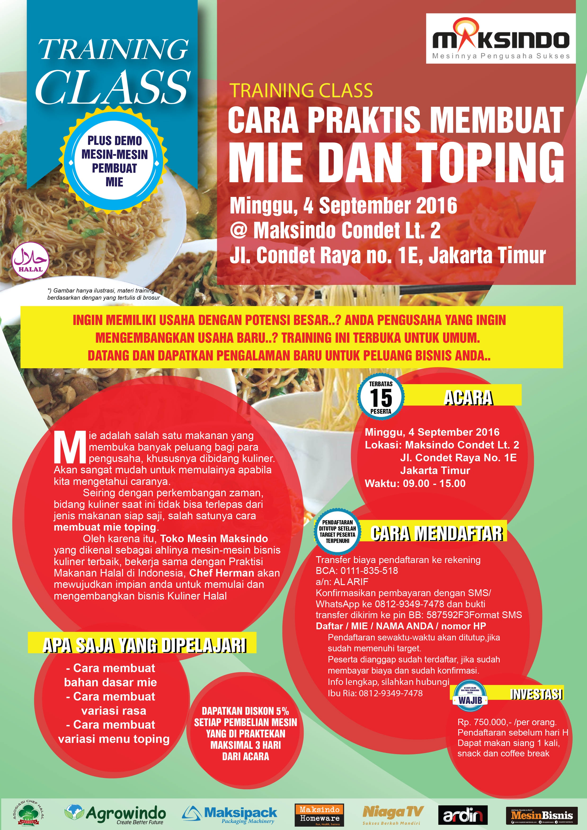Training Usaha Mie Dan Topping di Condet, 4 September 2016