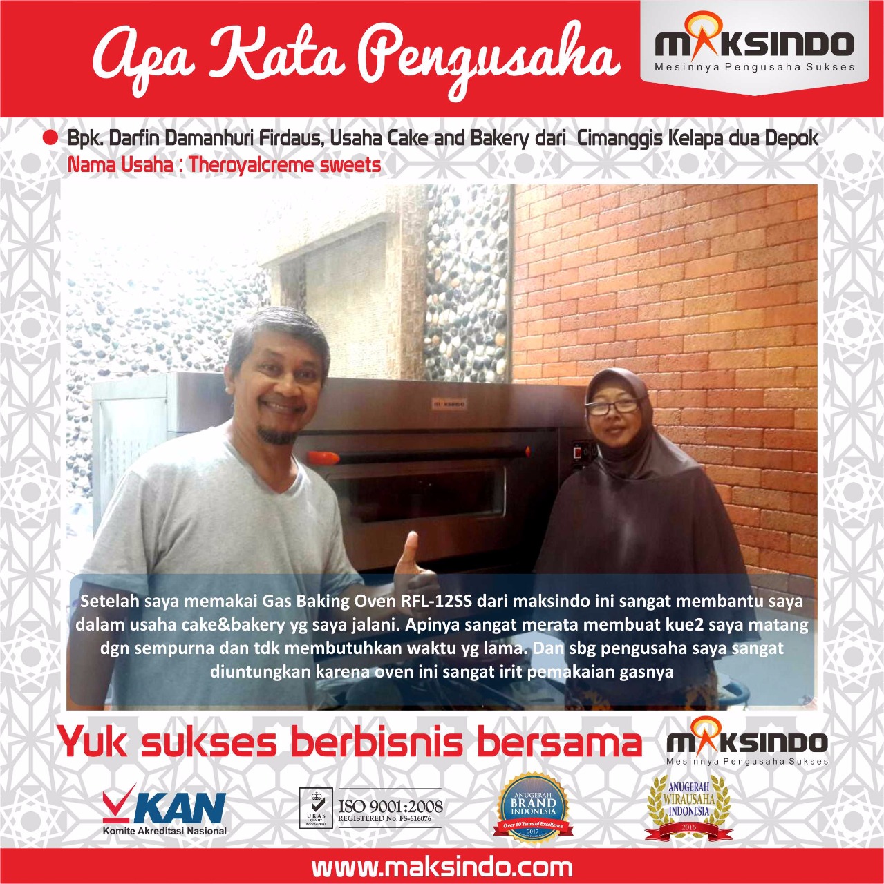 Theroyalcreme Sweets : Produksi Cake & Bakery Makin Cepat Dengan Oven Gas Baking Maksindo