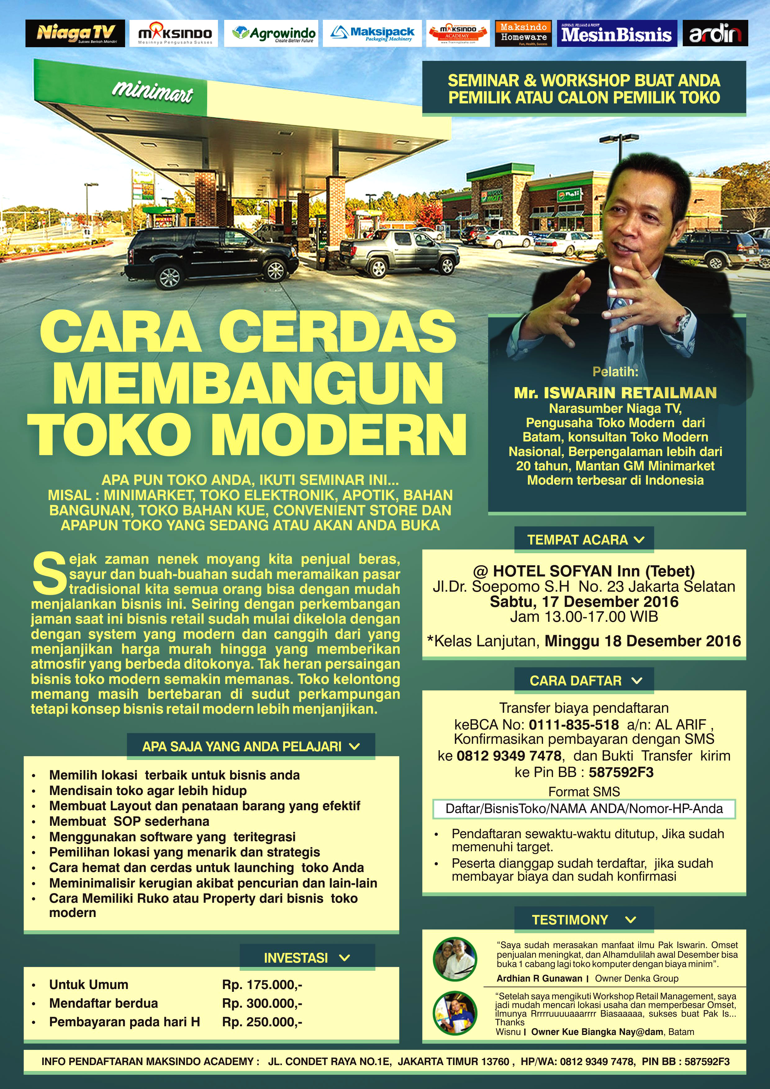 Seminar Cara Cerdas Membangun Toko Modern, 17 Desember 2016