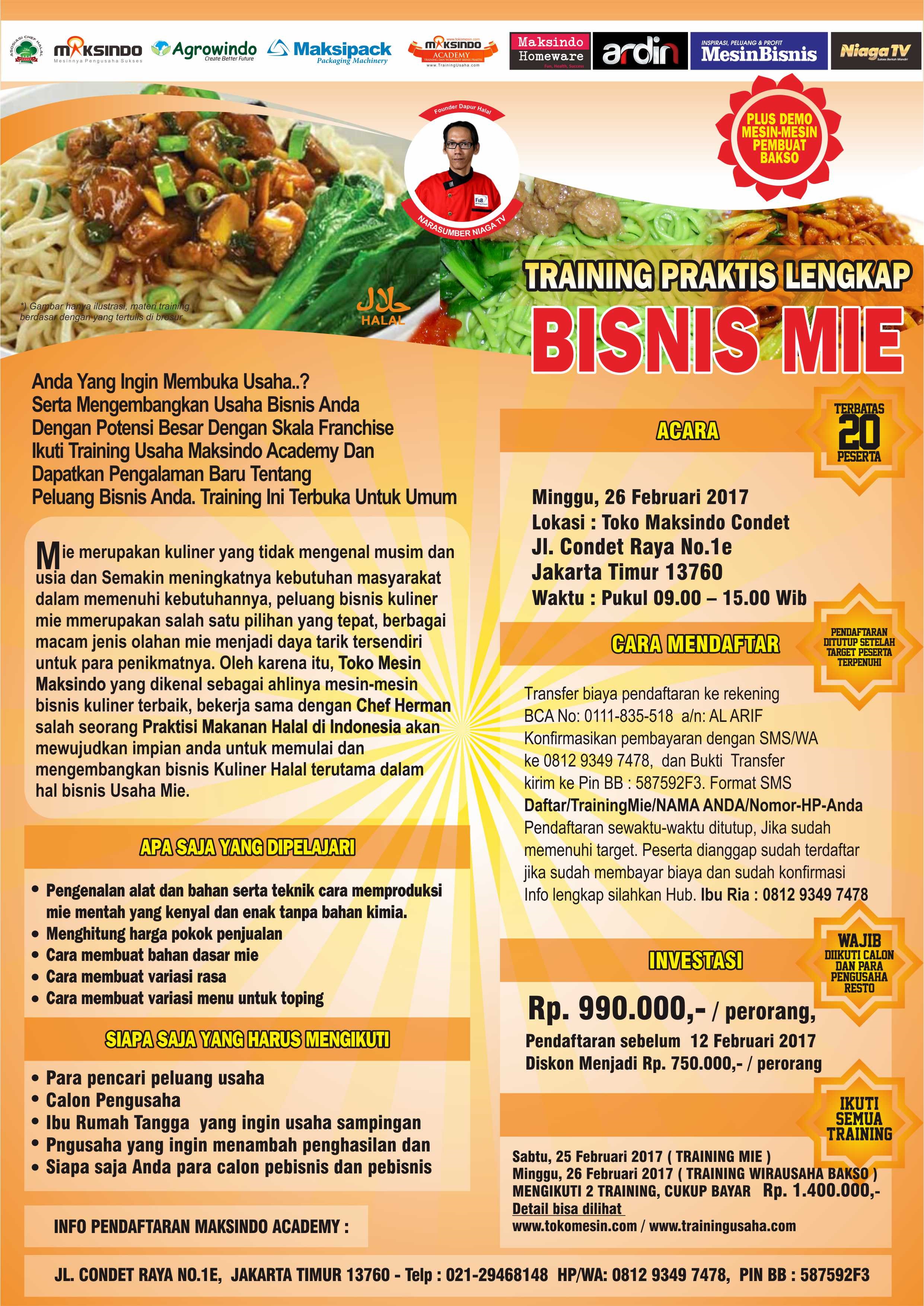 Training Usaha Mie di Condet, 26 Februari 2017