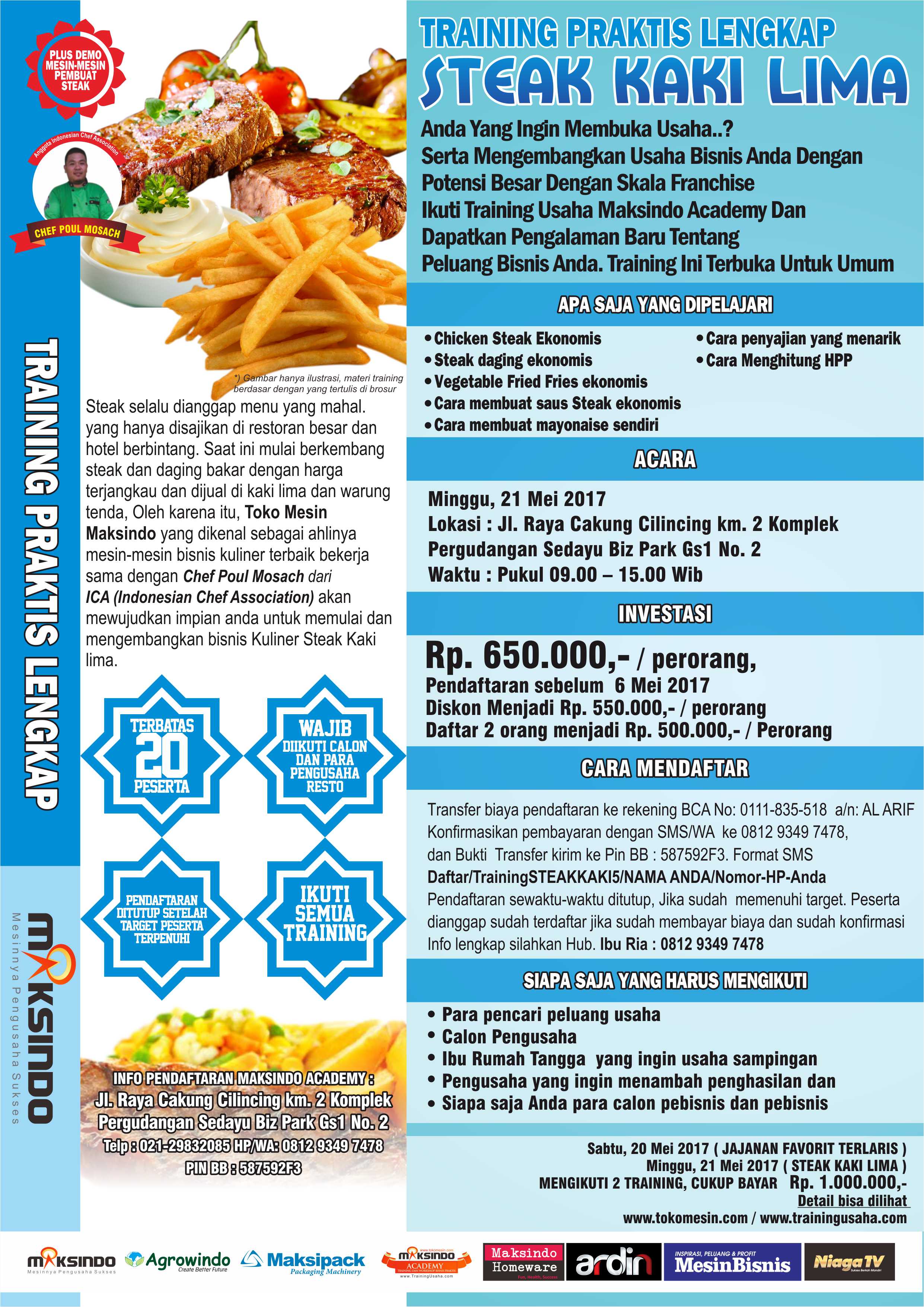 Training Usaha Steak Kaki Lima , 21 Mei 2017