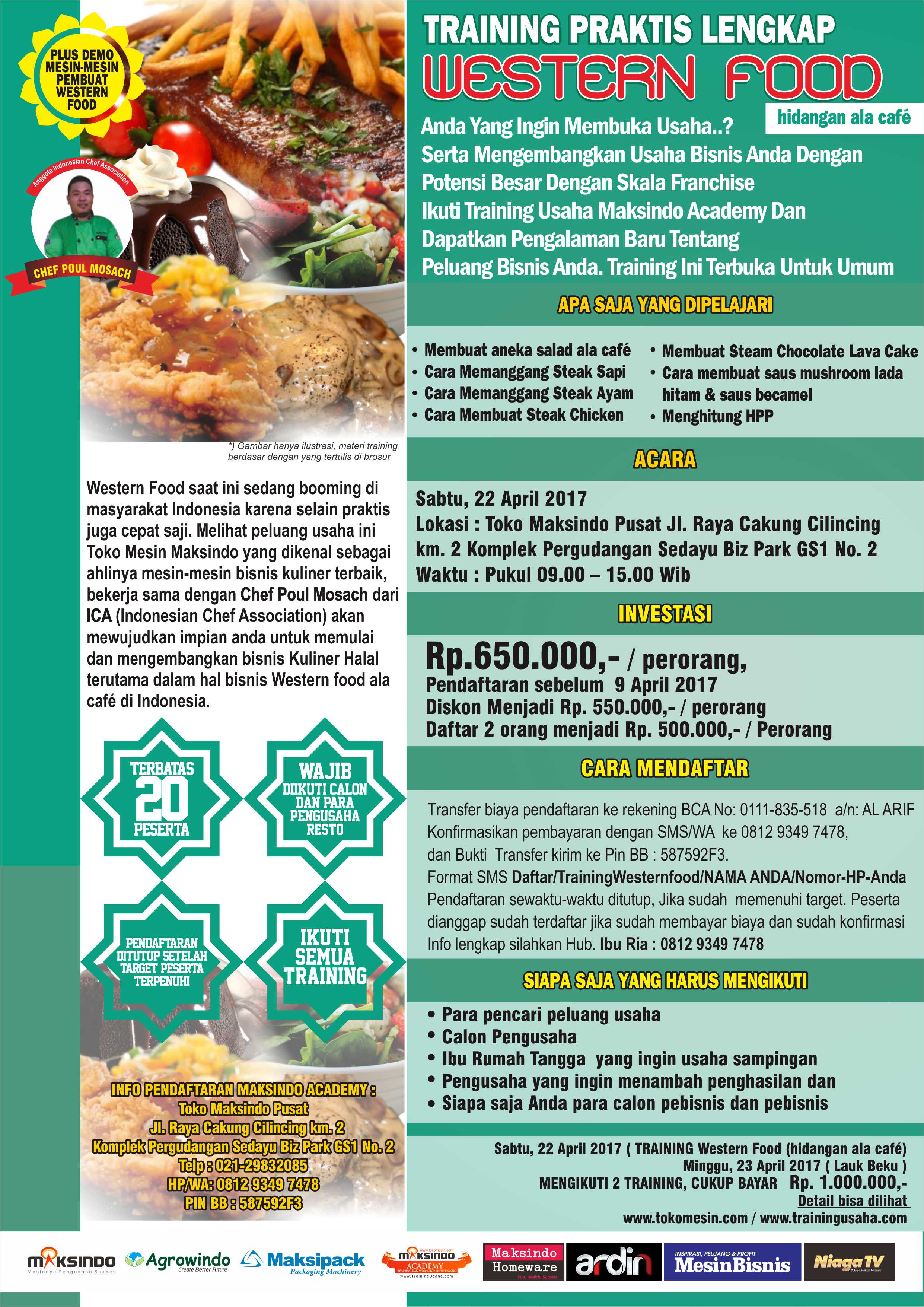 Training Praktis Lengkap Western Food 22 April 2017