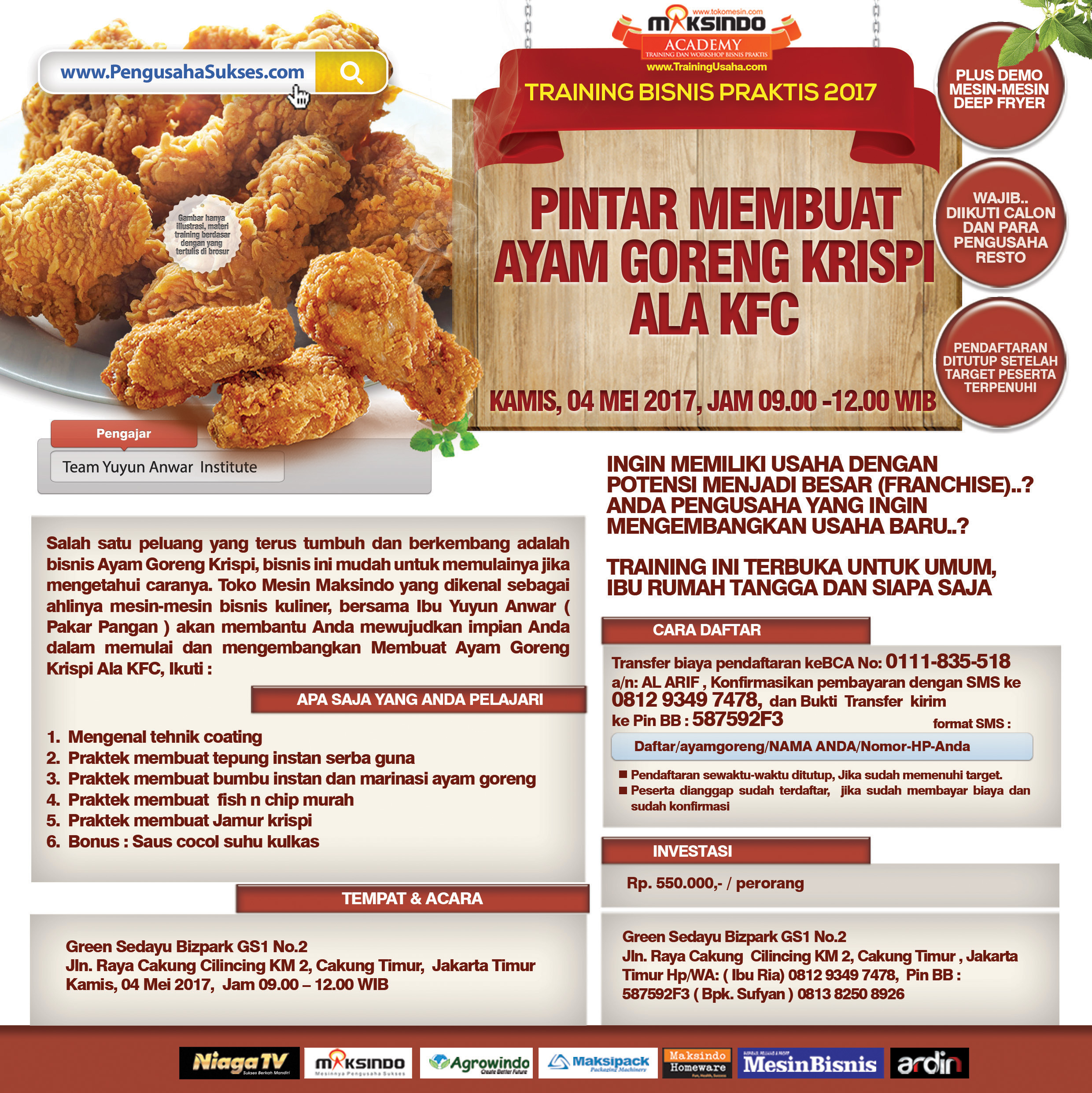 Training Bisnis Ayam Goreng Krispi Ala KFC, 4 Mei 2017