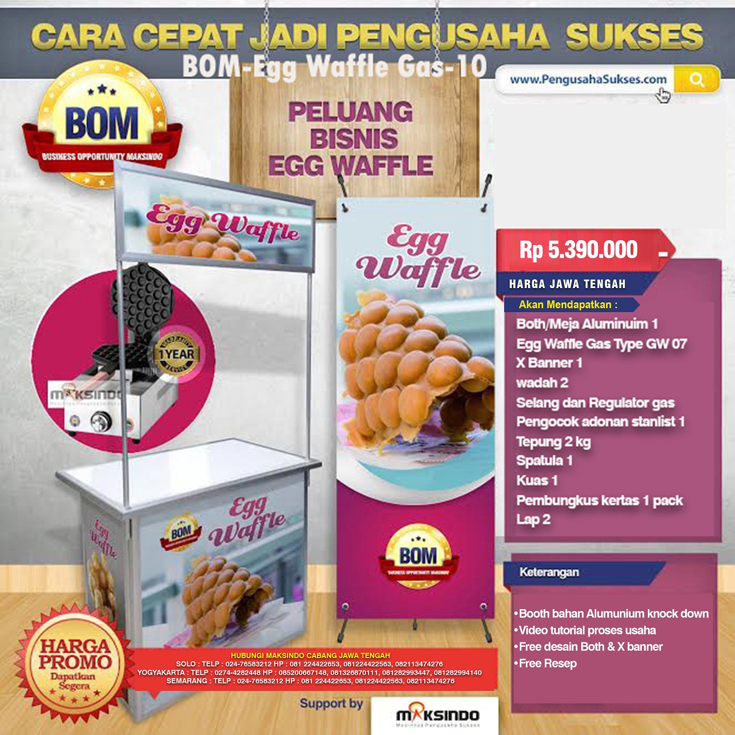 Paket Usaha Egg Waffle Gas Program BOM