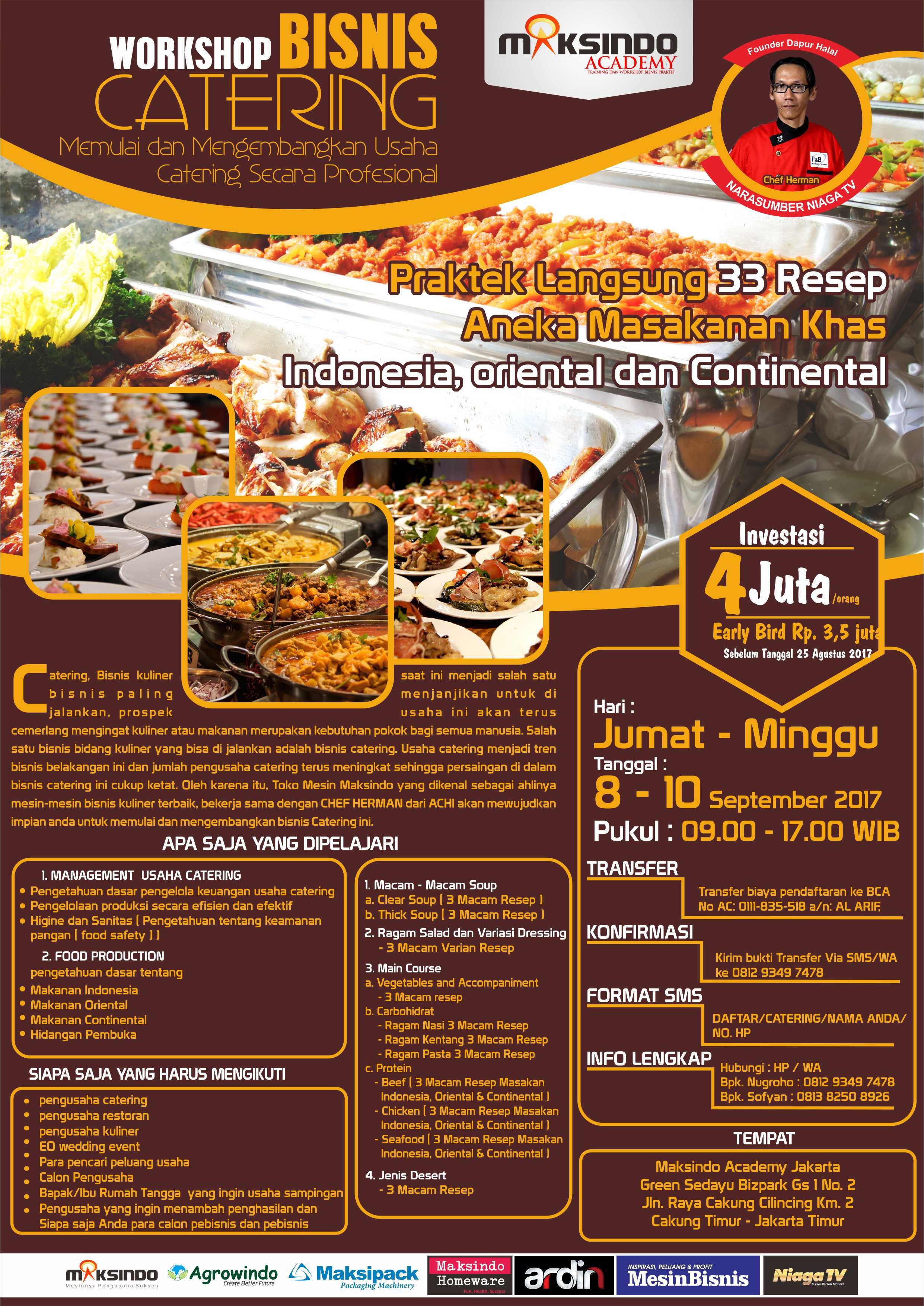 Workshop Bisnis Catering, 8 – 10 September 2017