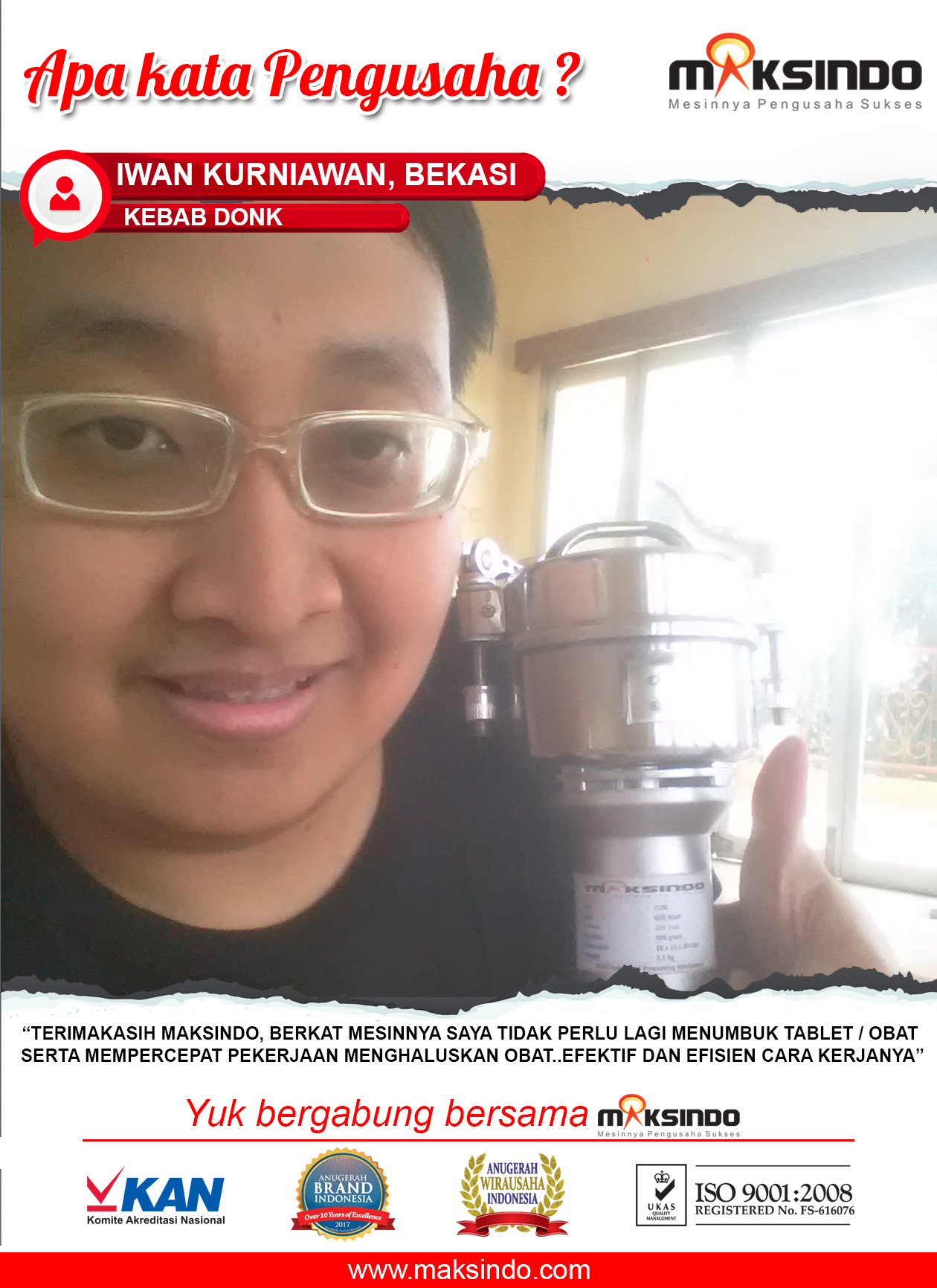 Kebab Donk : Usaha Saya Semakin Cepat dengan Penepung Herba Maksindo