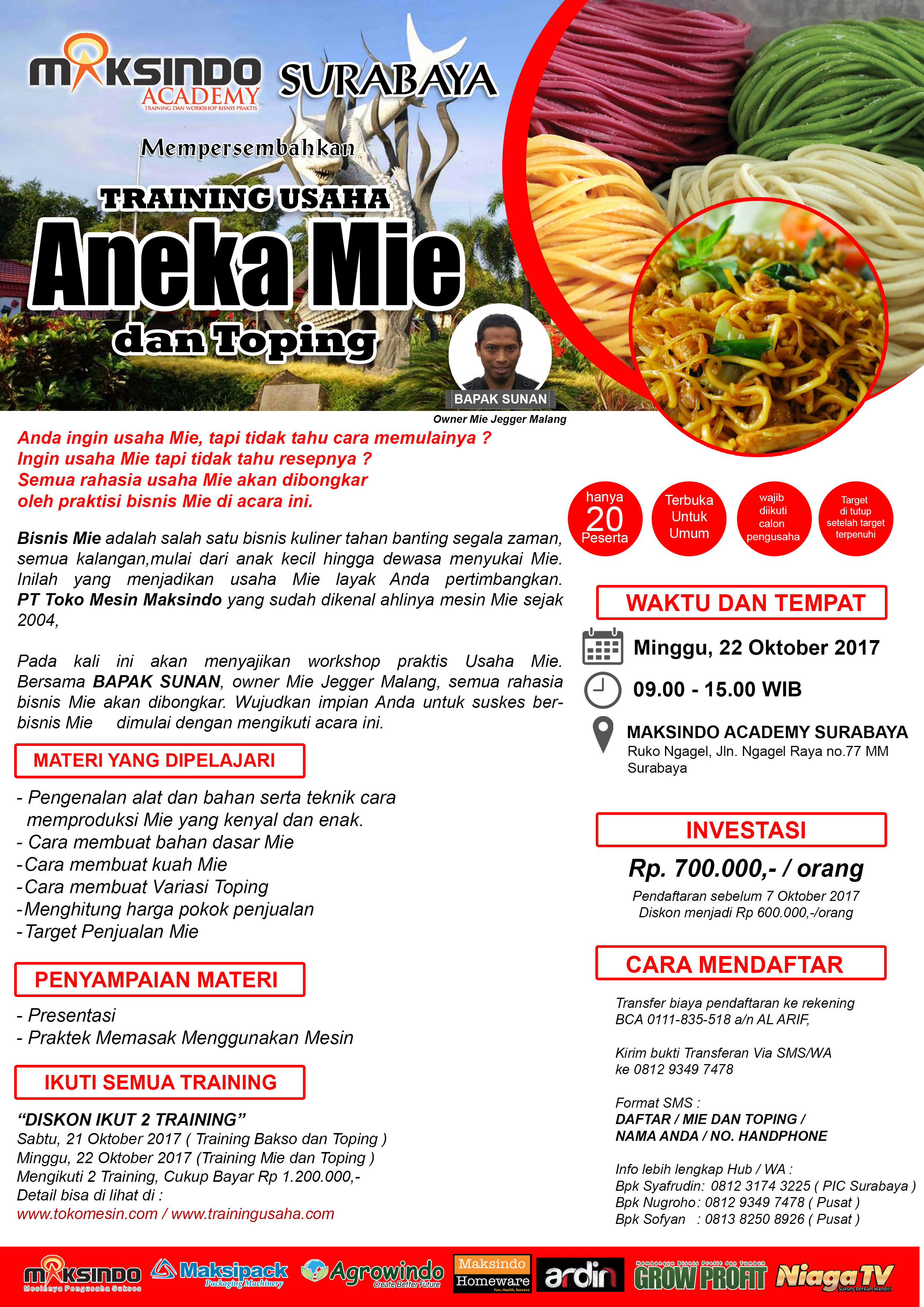 Training Usaha Aneka Mie dan Toping, 22 Oktober 2017