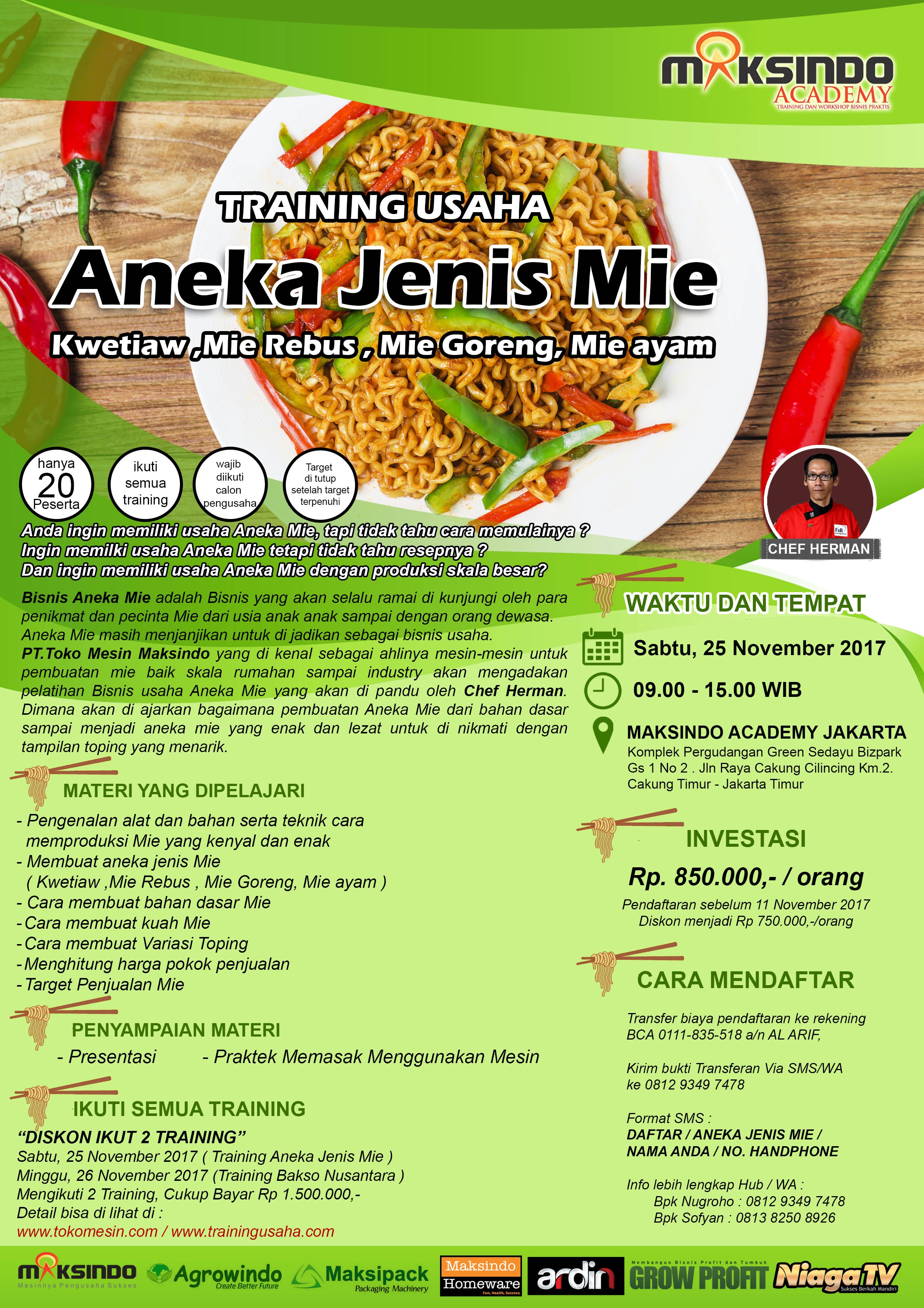 Training Usaha Aneka Jenis Mie, 25 November 2017