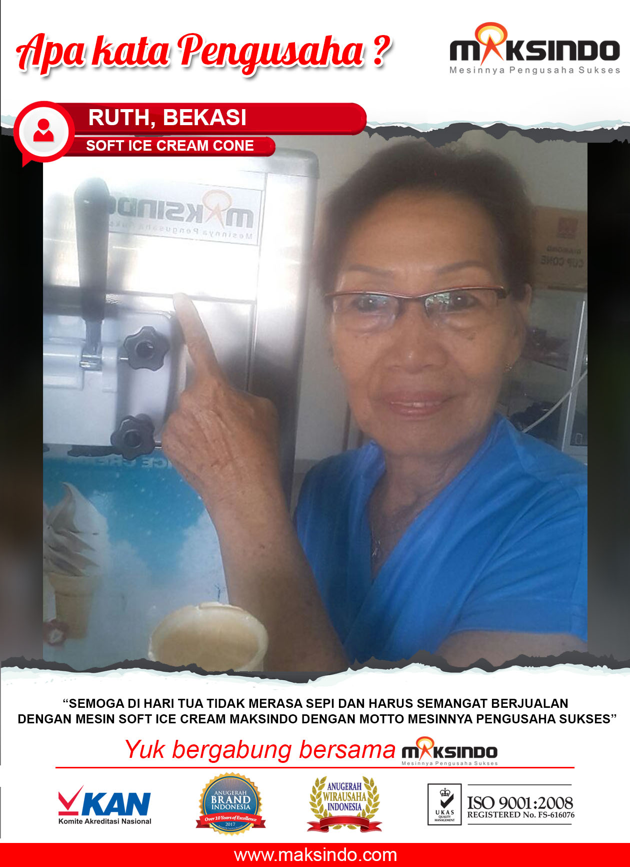 Soft Ice Cream Cone : Usaha Saya Tidak Kunjung Sepi Selalu Laris Dengan Soft Ice Cream Maksindo