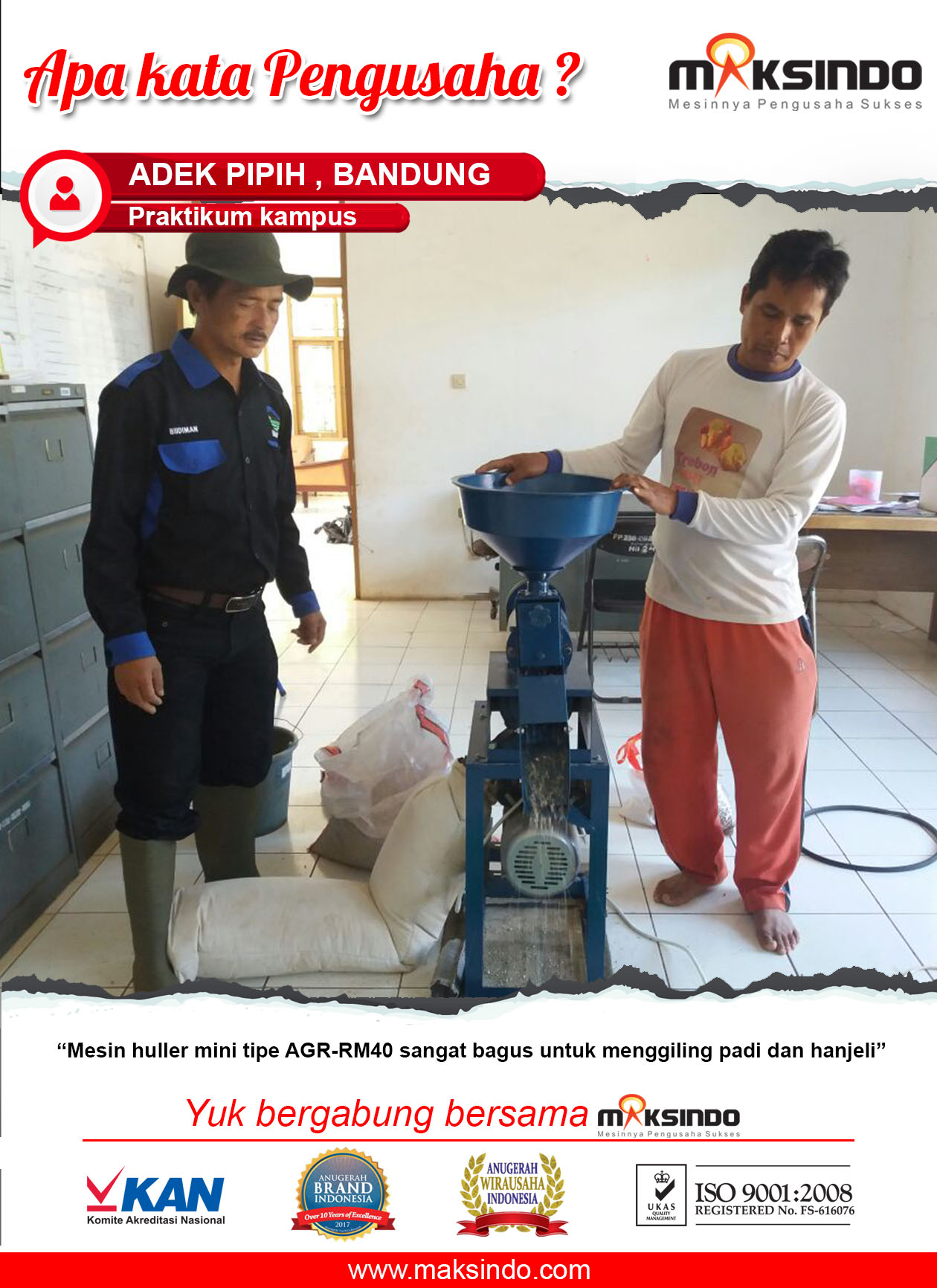 Praktikum Kampus : Mesin Huller Maksindo Mudahkan Penggilingan Padi