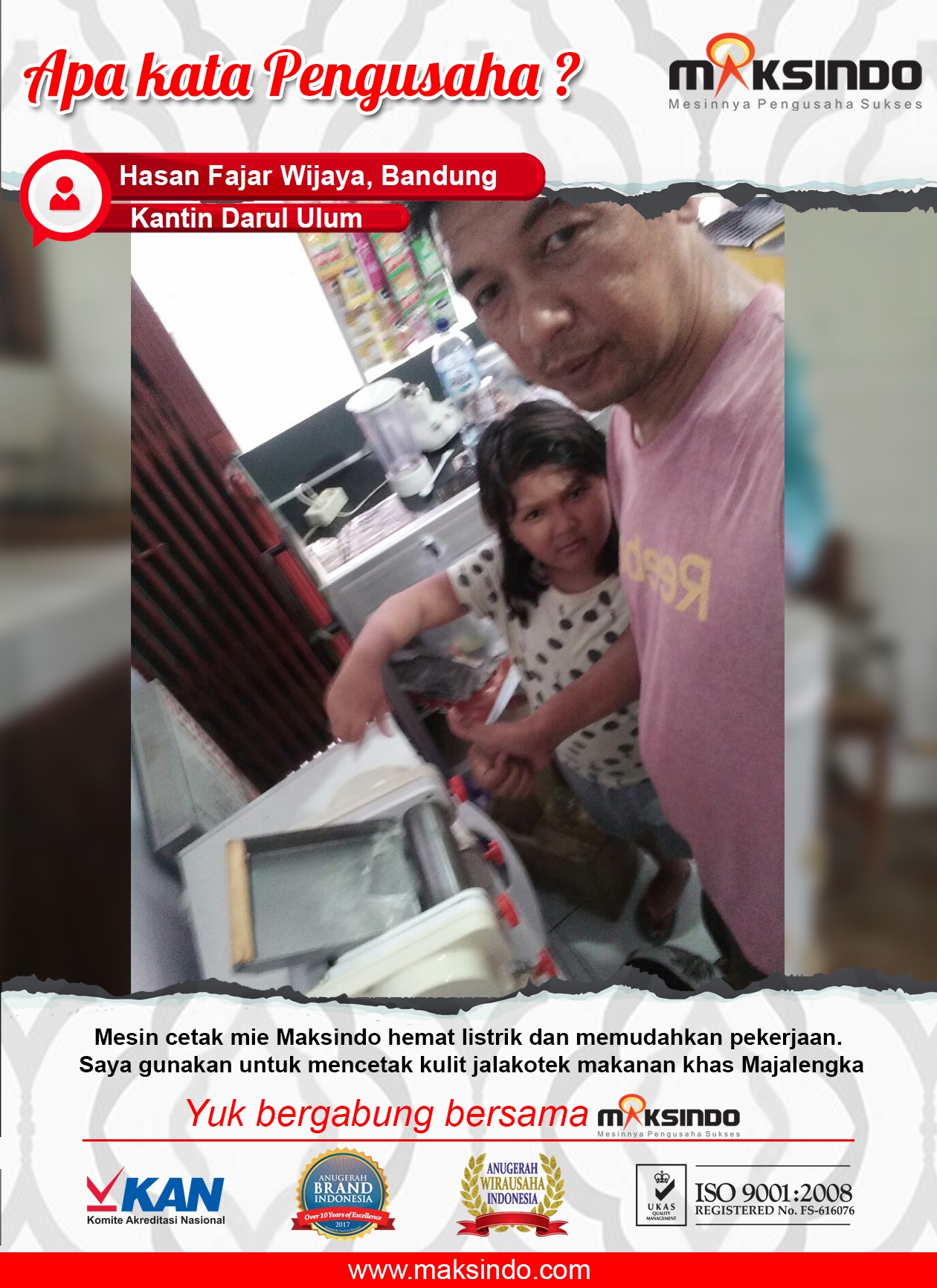 Kantin Darul Ulum : Mesin Cetak Mie dari Maksindo Memang Hemat dan Memudahkan Pekerjaan