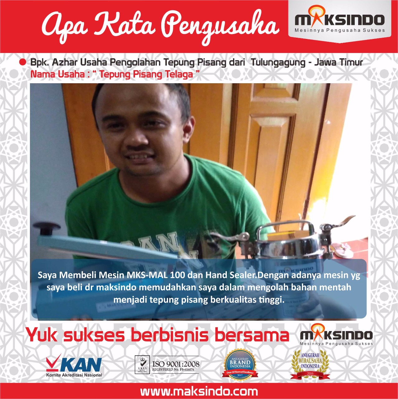 Tepung Pisang Telaga : Usaha Berjalan Mudah Bersama Mesin Hand Sealer