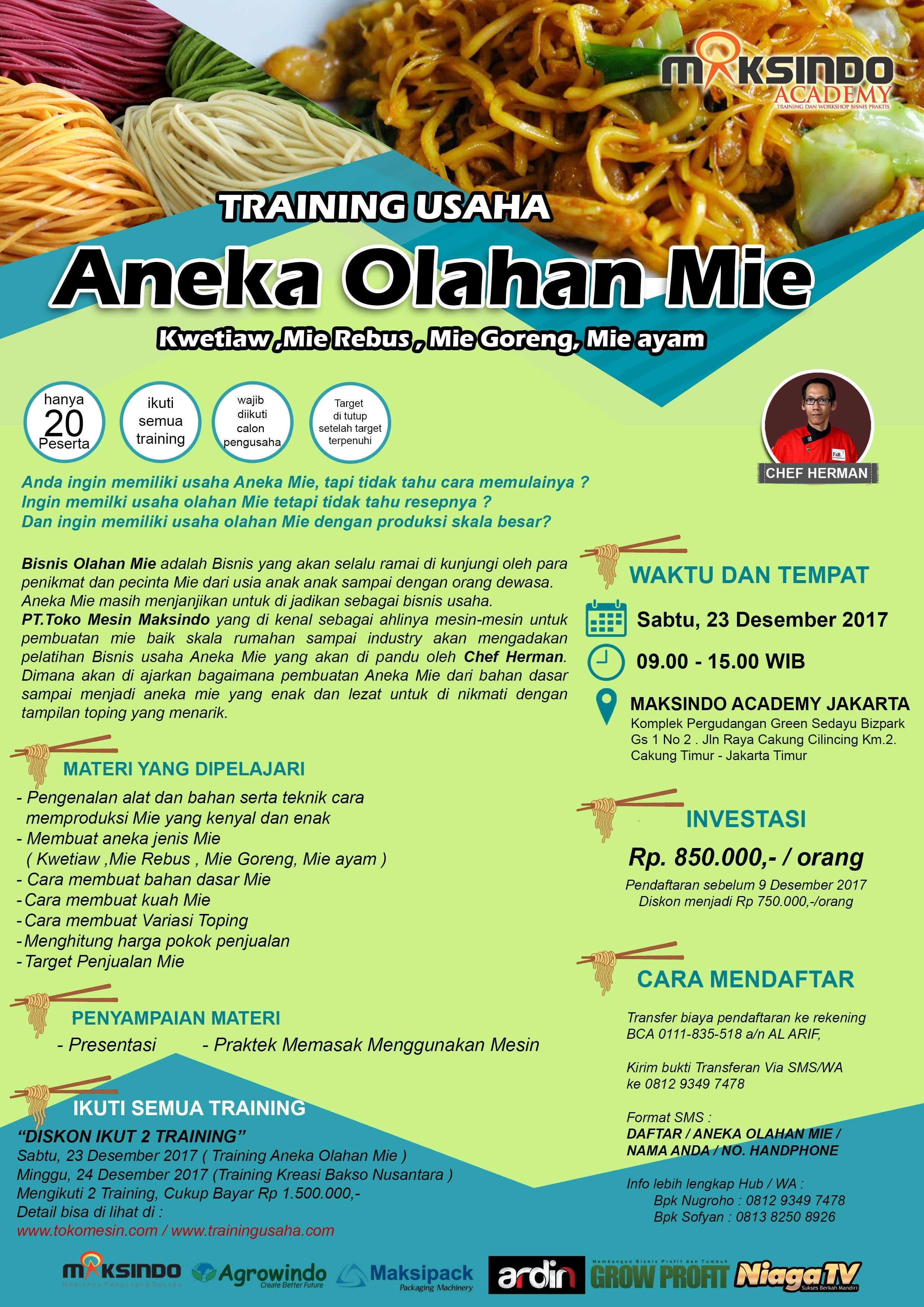 Training Usaha Aneka Olahan Mie, 23 Desember 2017