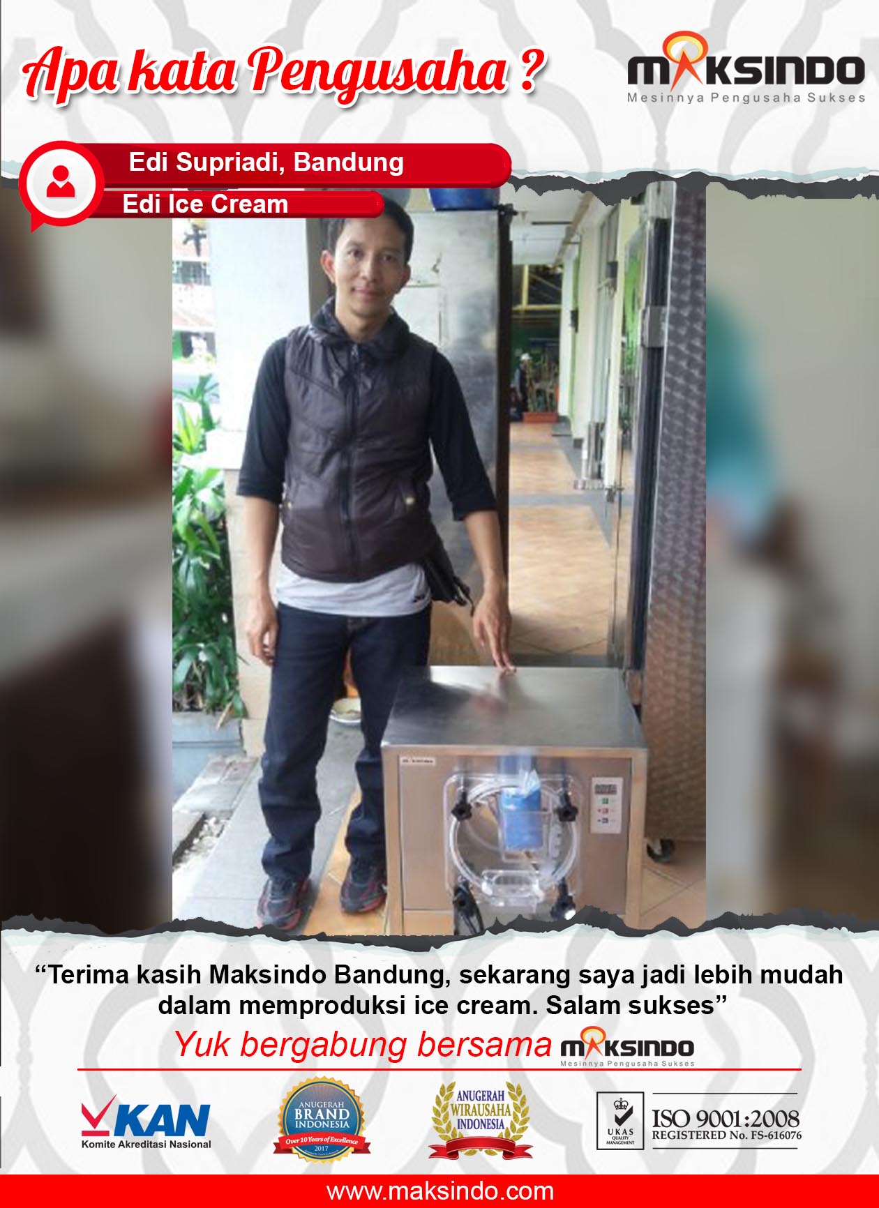Edi Ice Cream : Mesin Maksindo Mudahkan Memproduksi Ice Cream