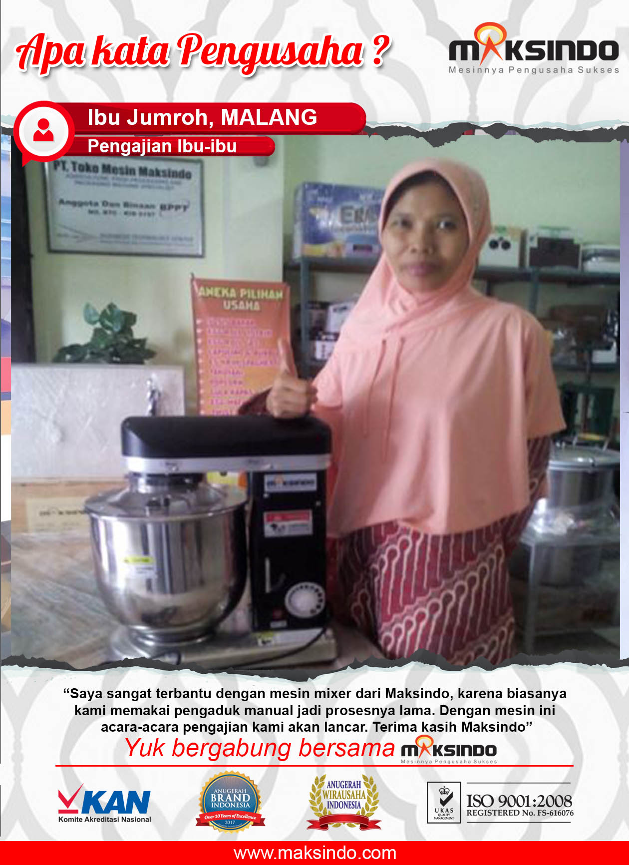 Pengajian Ibu-ibu : Acara Pengajian Makin Lancar Berkat Mesin Mixer dari Maksindo