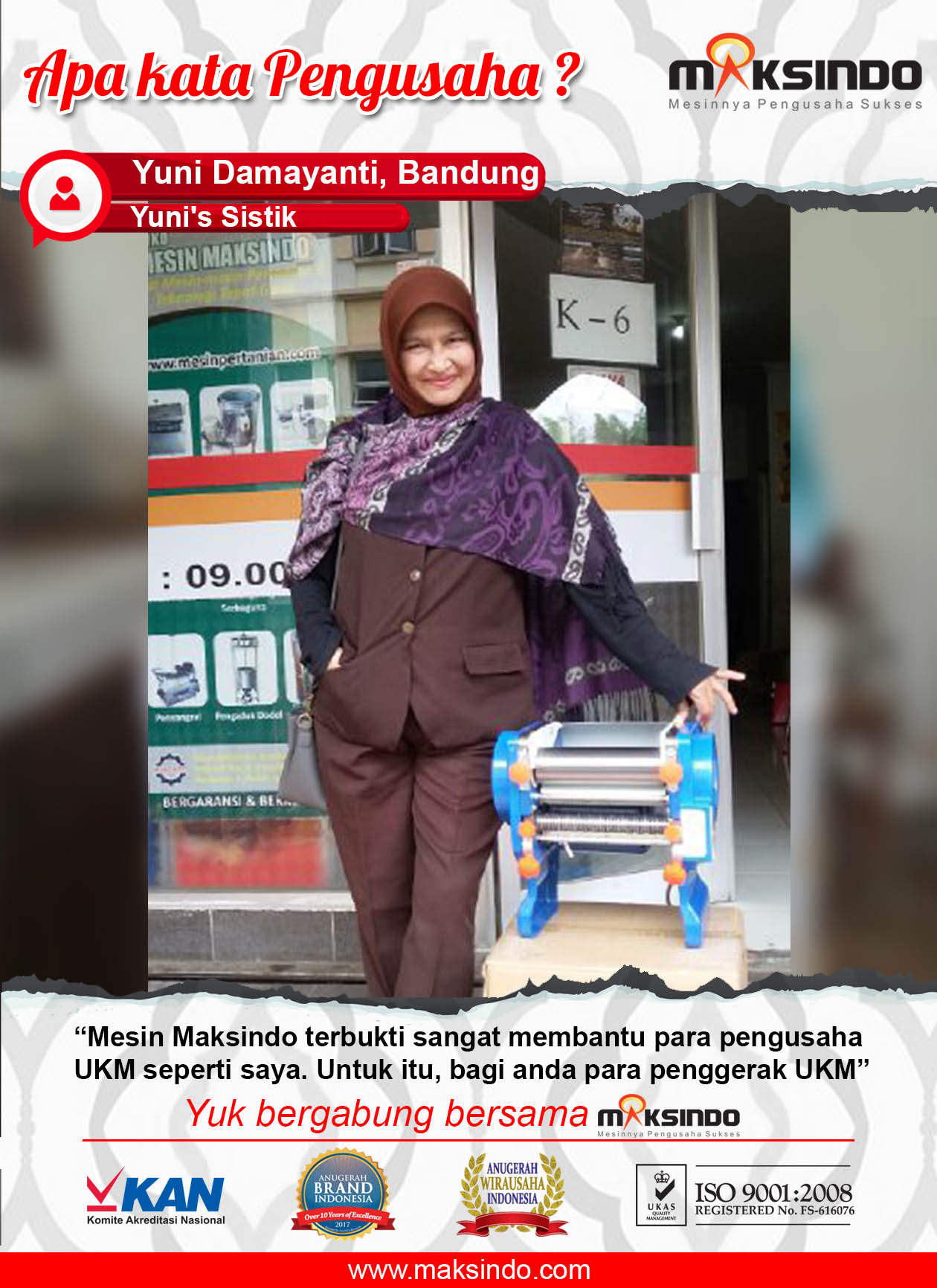 Yuni’s Sistik : Mesin Maksindo Terbukti Mampu Membantu Pengusaha UKM