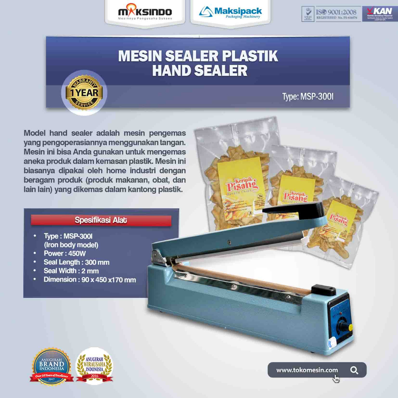Jual Mesin Hand Sealer (MSP-300I) di Yogyakarta
