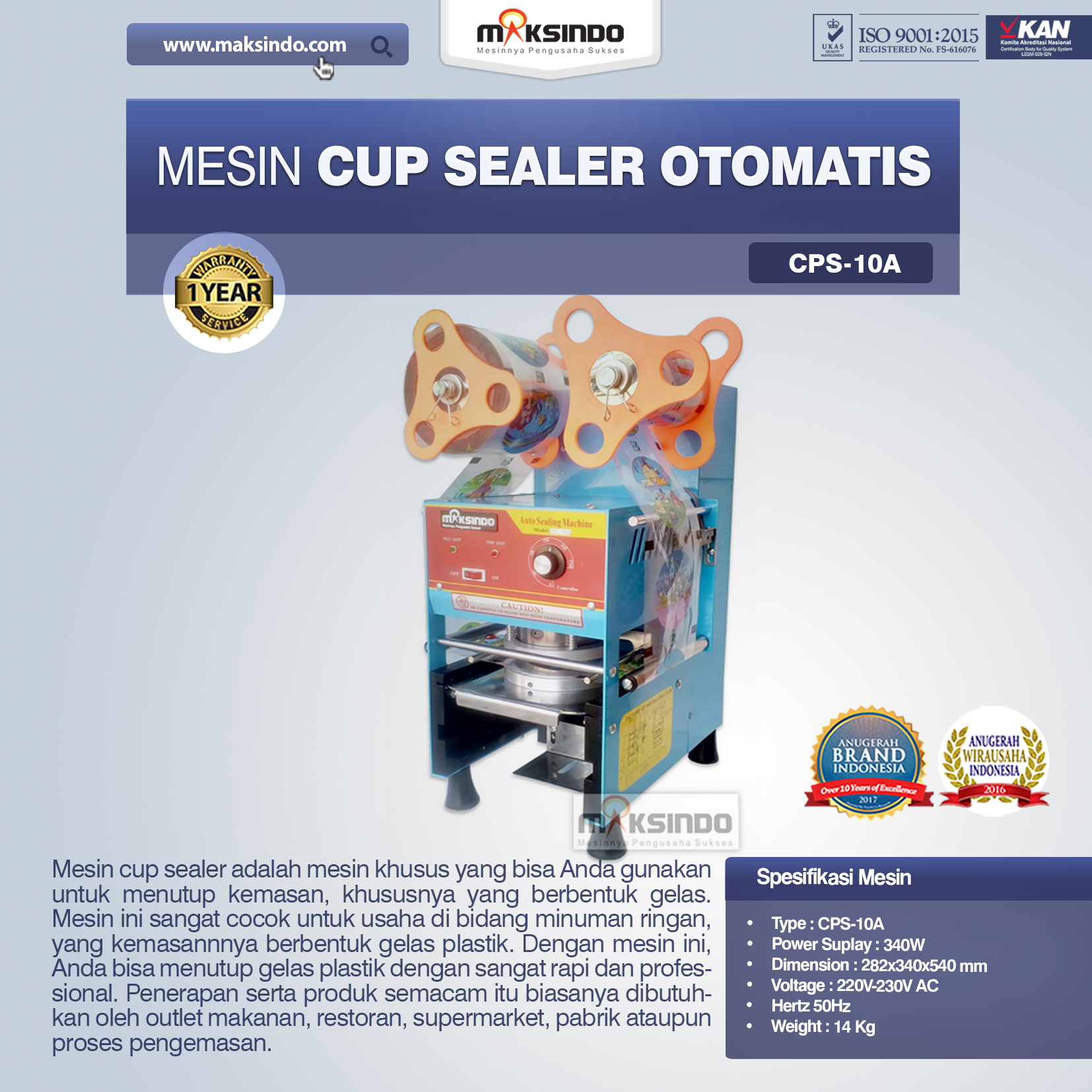 Jual Mesin Cup Sealer Otomatis (CPS-10A) di Yogyakarta