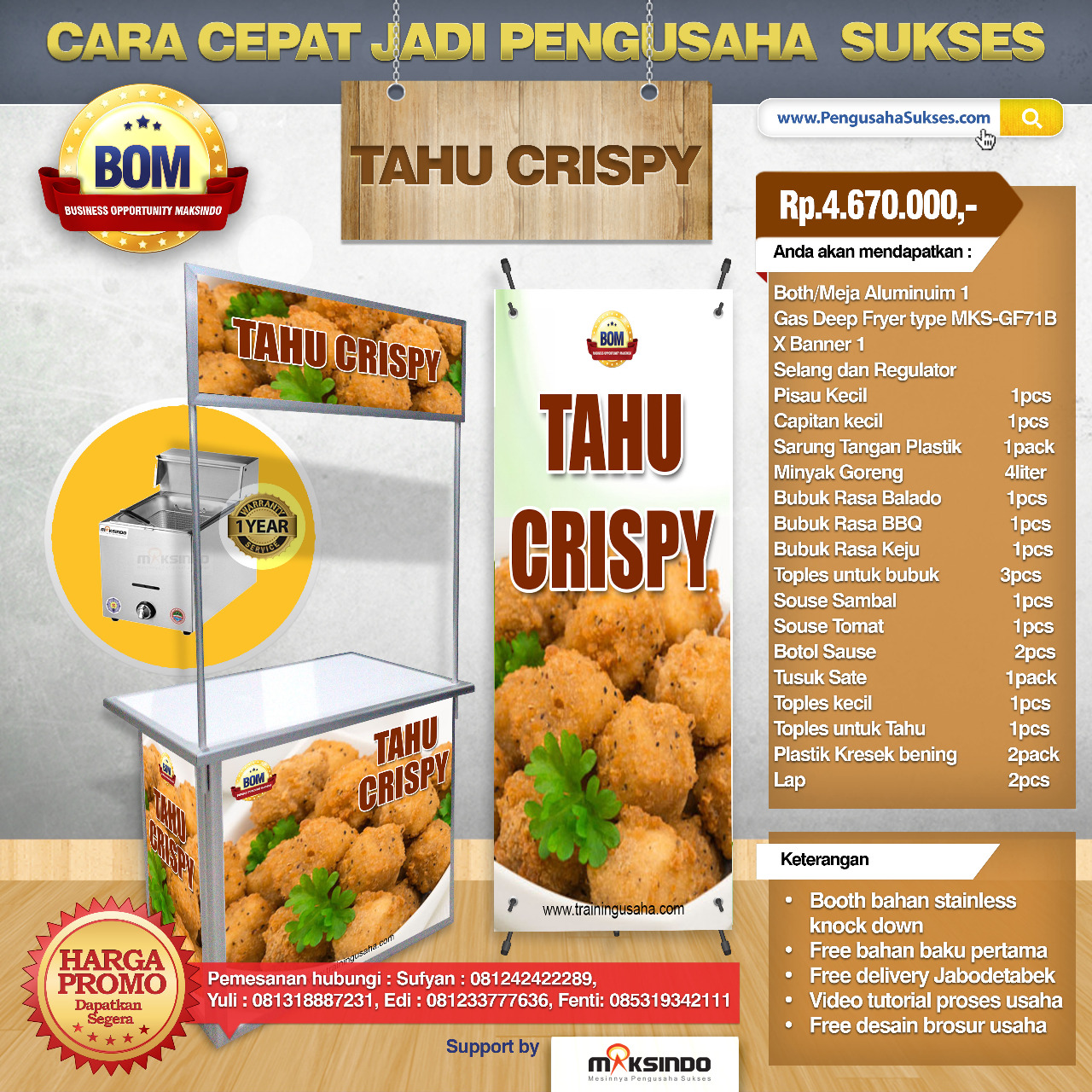 Paket Usaha Tahu Crispy Program BOM