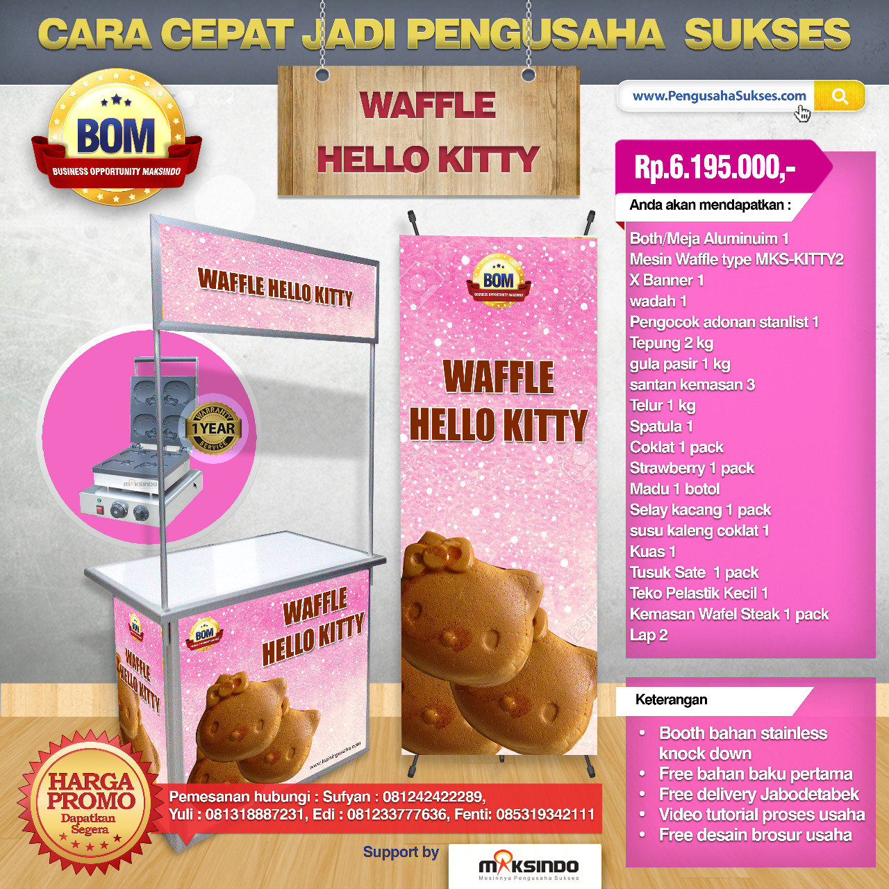 Paket Usaha Waffle Hello Kitty Program BOM