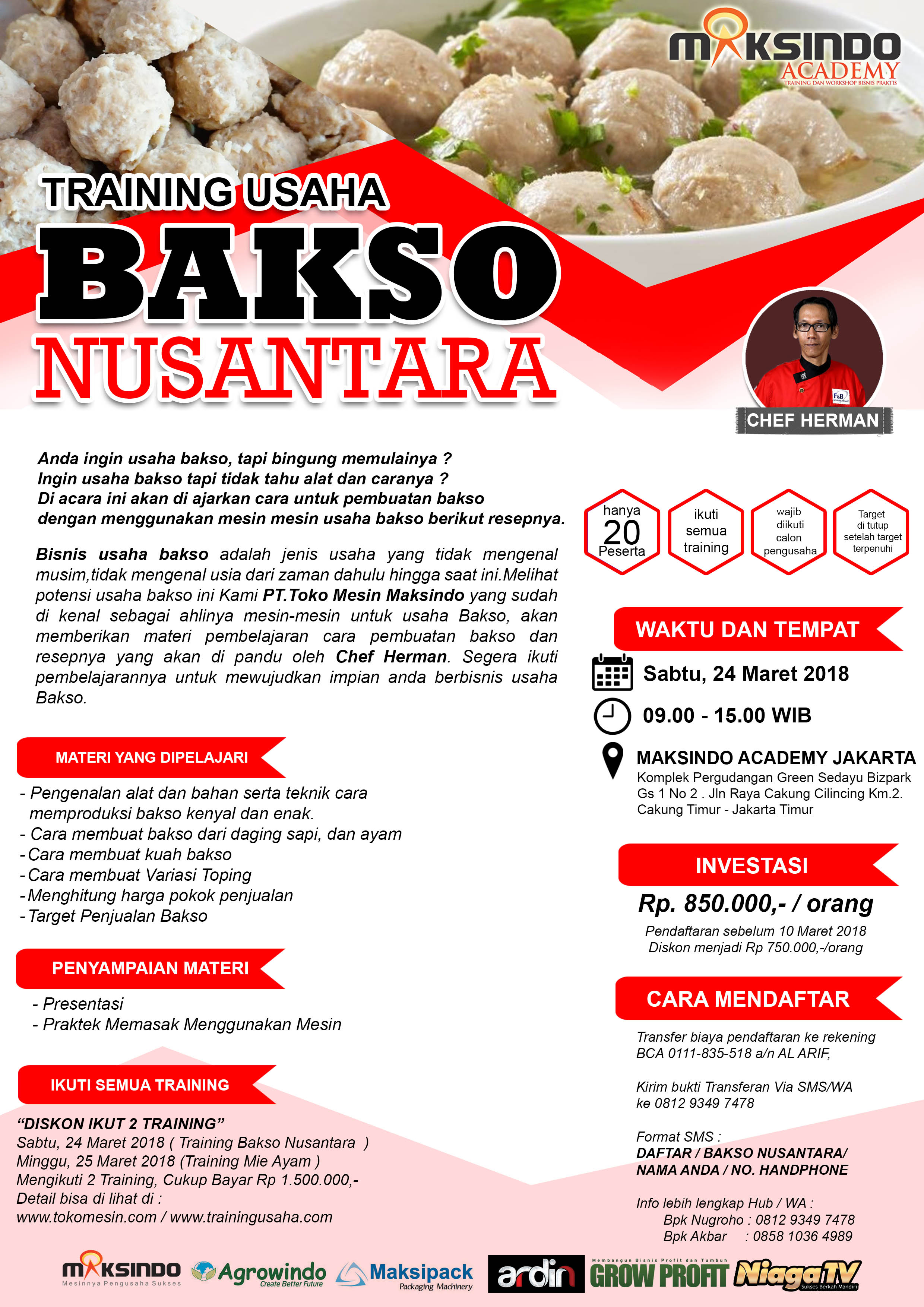 Training Usaha Aneka Bakso dan Toping, 24 Maret 2018