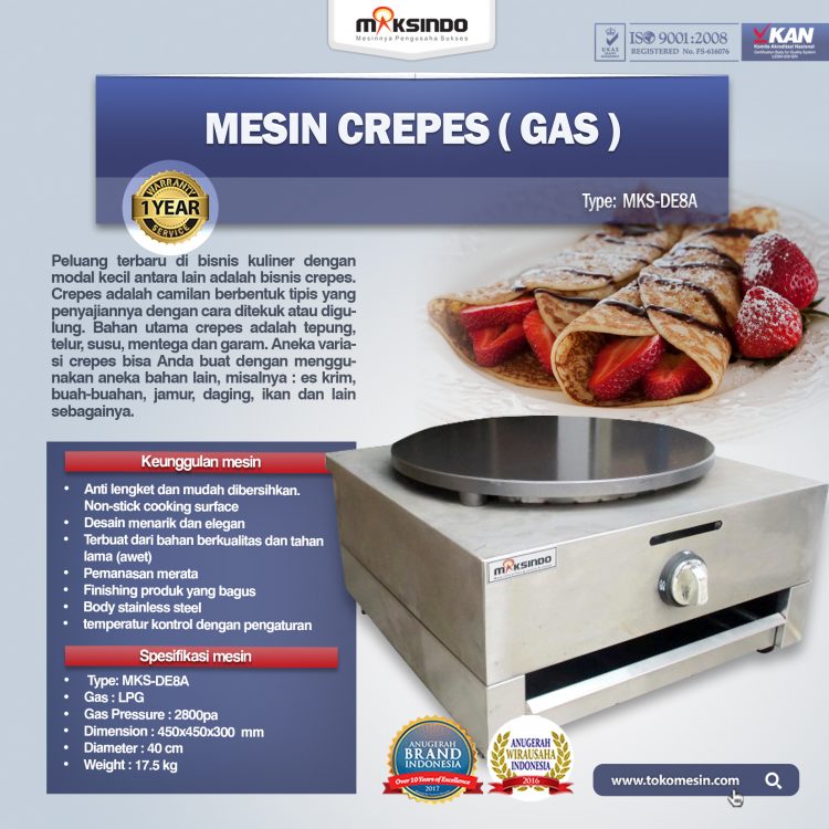 Jual Mesin Crepes (Gas) Harga Hemat di Yogyakarta