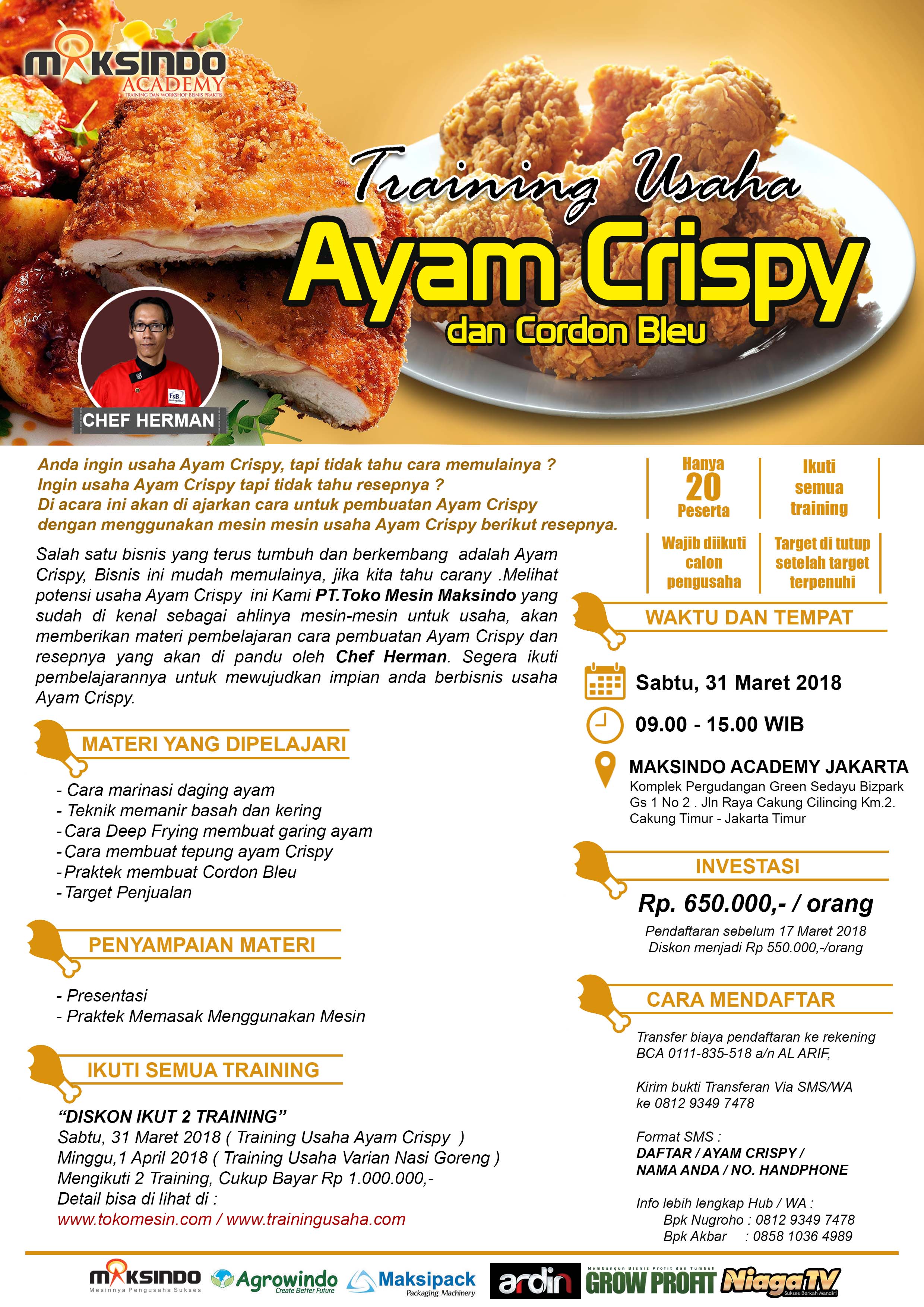 Training Usaha Ayam Crispy dan Cordon Bleu, 31 Maret 2018