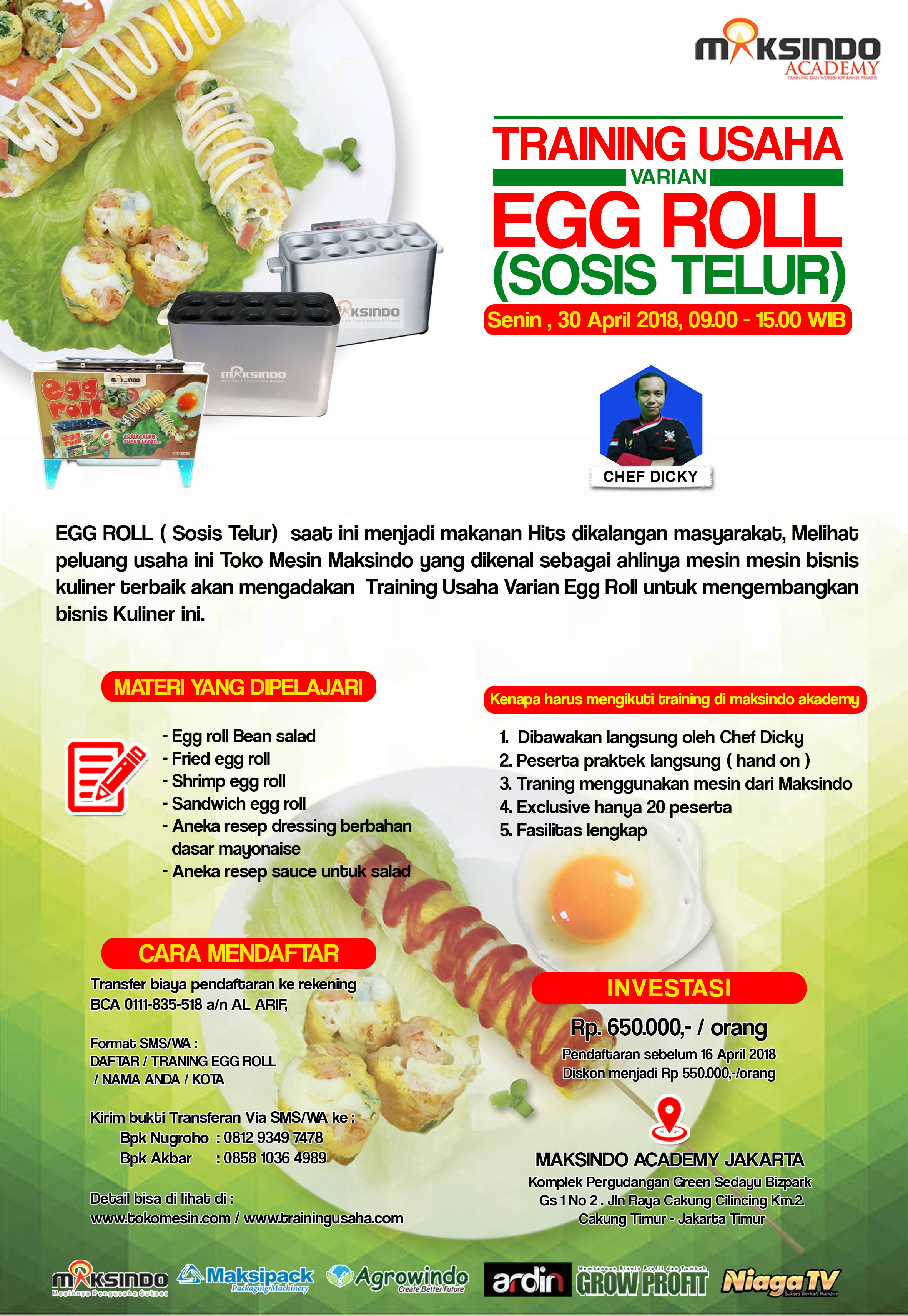 Training Usaha Varian Egg Roll, 30 April 2018