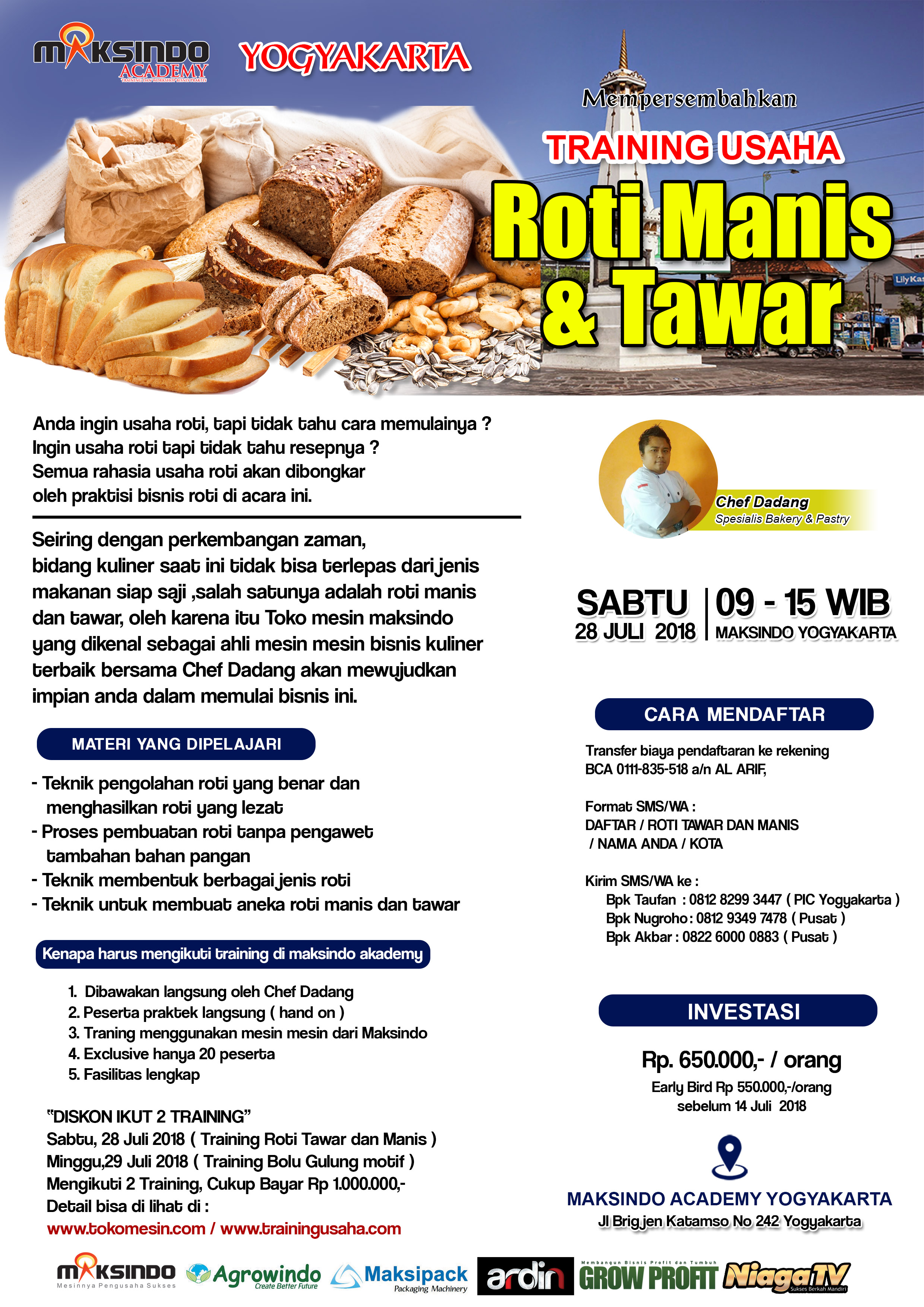 Training Usaha Roti Manis dan Tawar, 28 Juli 2018