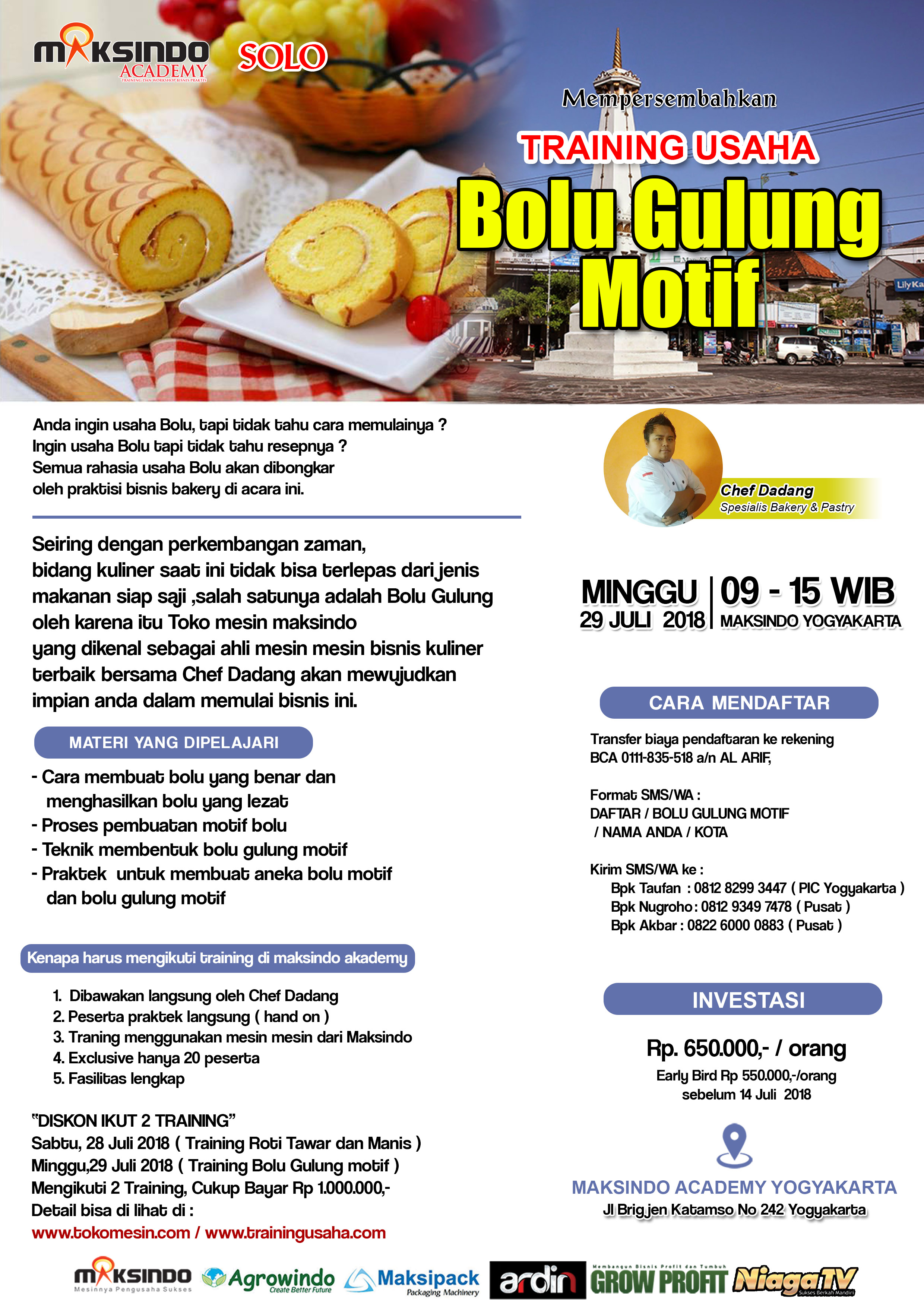 Training Usaha Bolu Gulung Motif, 29 Juli 2018
