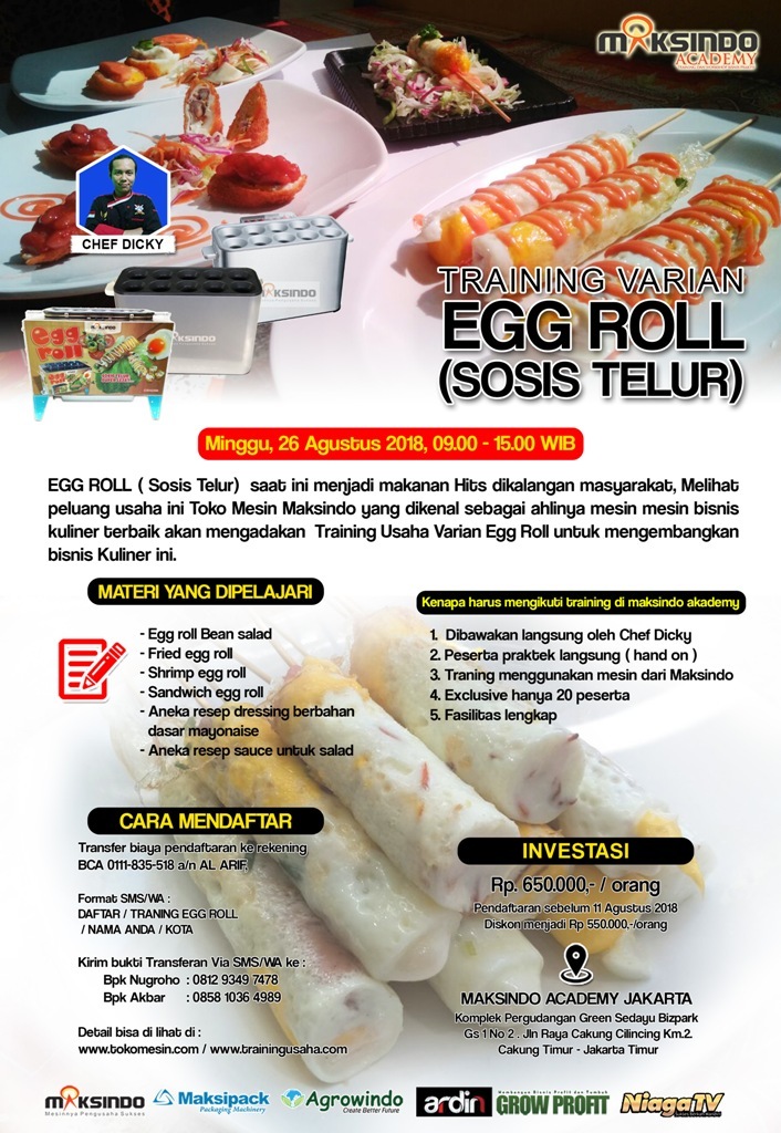 Training Usaha Varian Egg Roll ( Sosis Telur ), Minggu 26 Agustus 2018