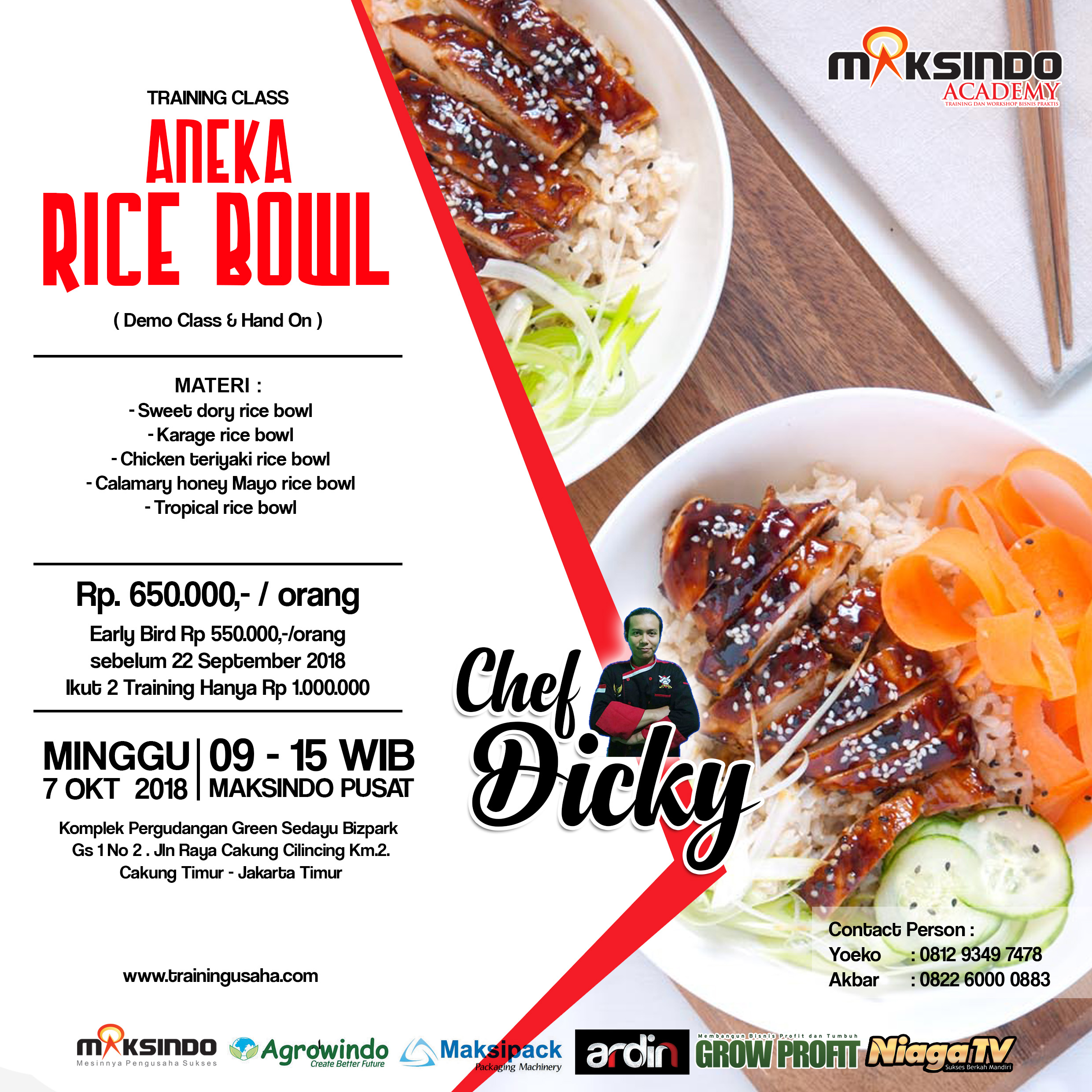 Training Usaha Aneka Rice Bowl, Minggu 7 Oktober 2018
