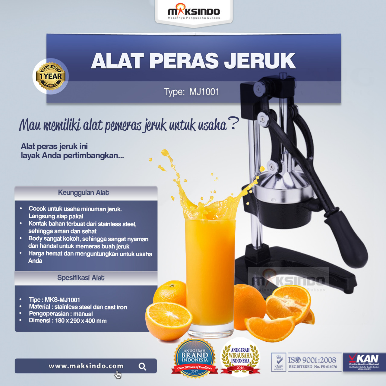 Jual Alat Pemeras Jeruk Manual (MJ1001) di Yogyakarta