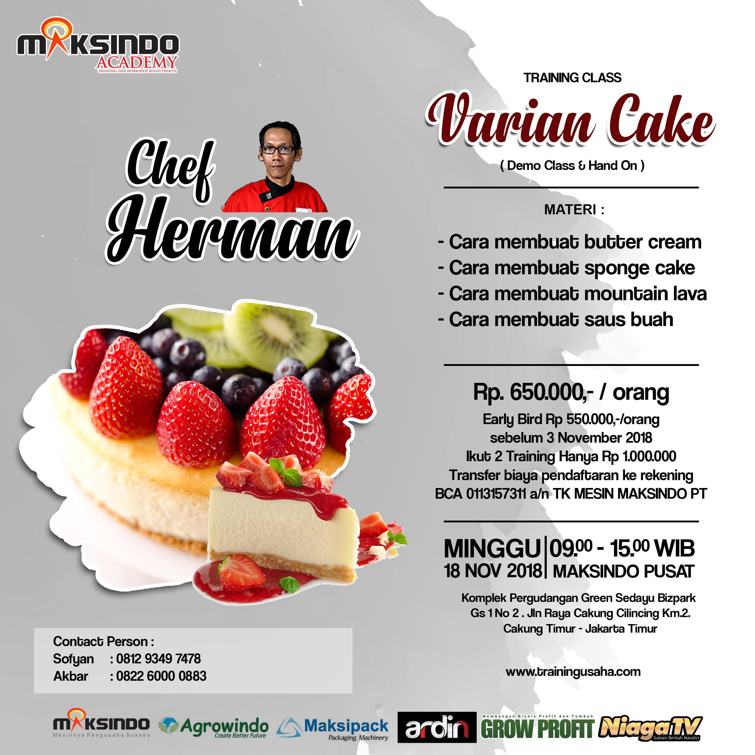 Training Usaha  Varian Cake, 18 november 2018