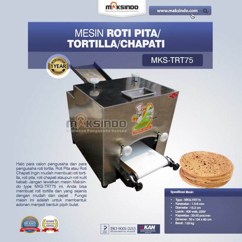 Jual Mesin Roti Pita/Tortilla/Chapati MKS-TRT75 di Yogyakarta