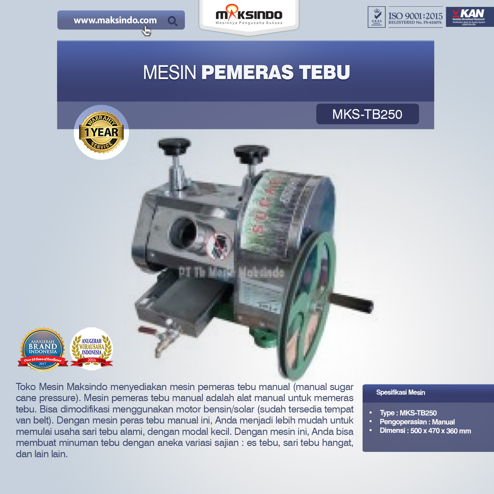 Jual Mesin Pemeras Tebu (Giling Tebu) di Yogyakarta