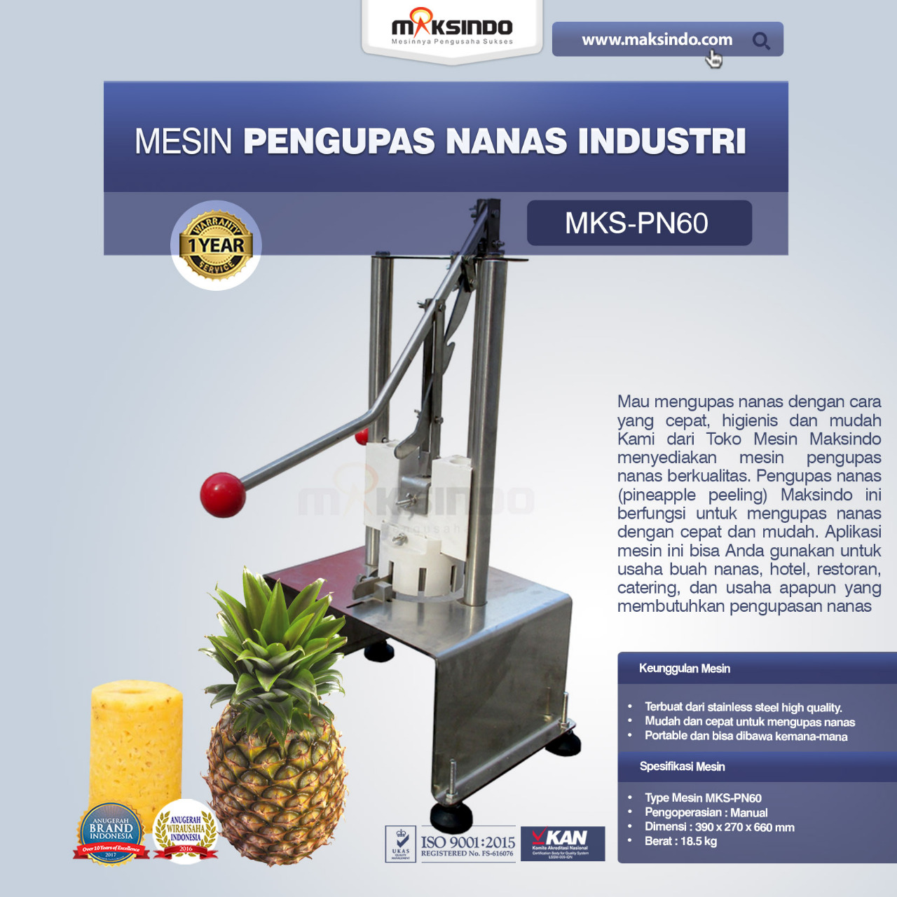 Jual Pengupas Nanas Industri di Yogyakarta