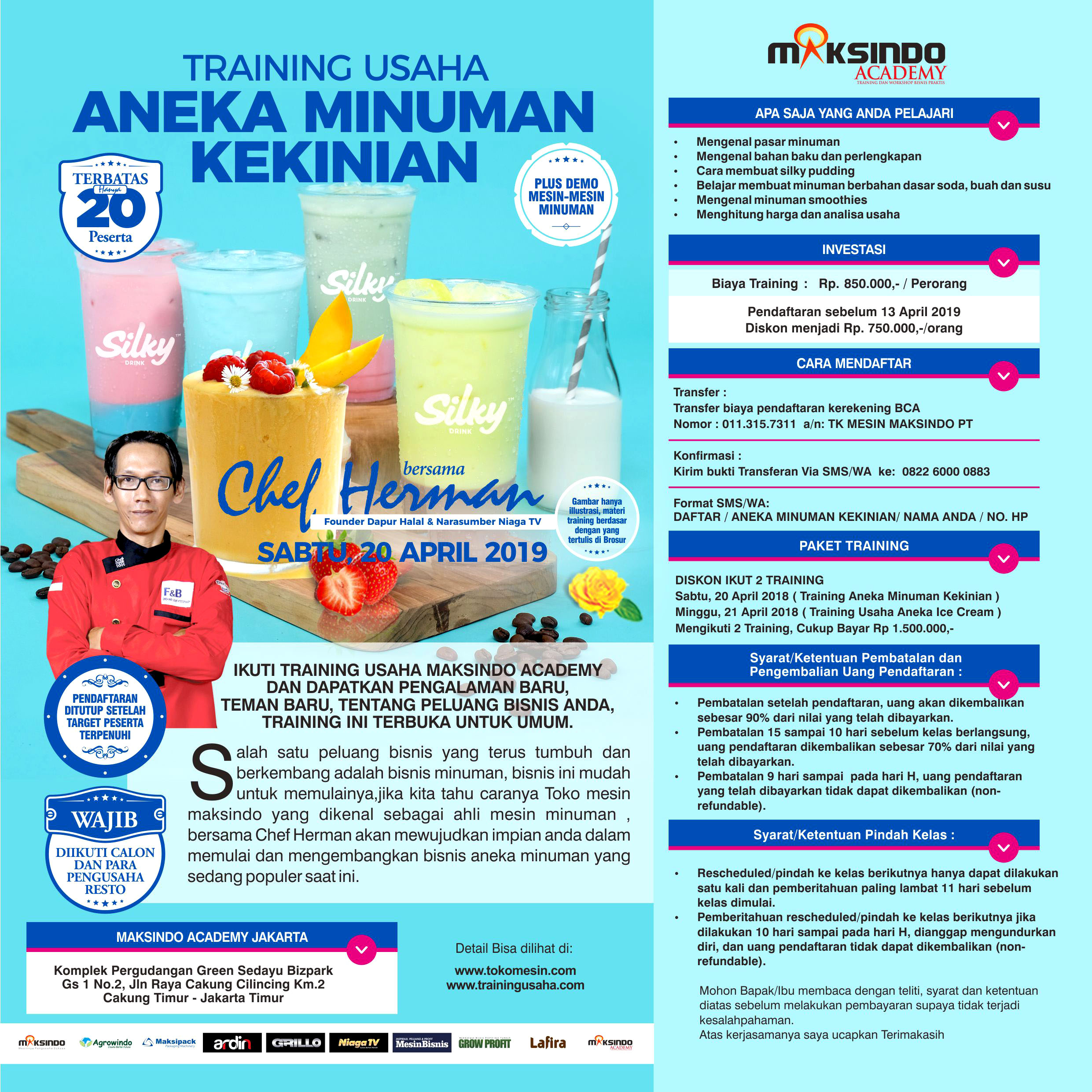 Training Usaha Aneka Minuman Kekinian, Sabtu 20 April 2019