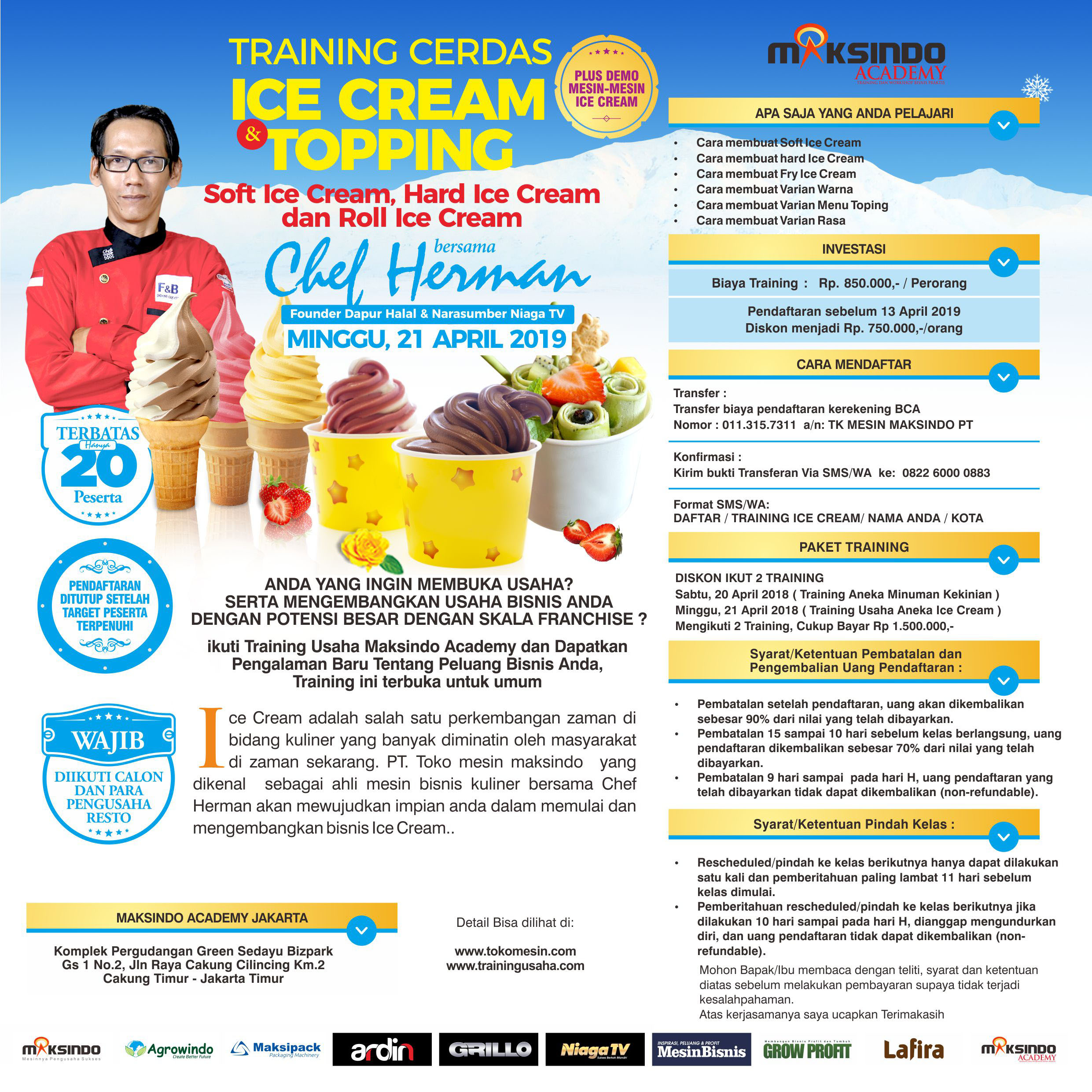 Training Usaha Ice Cream Dan Topping, Sabtu 21 April 2019