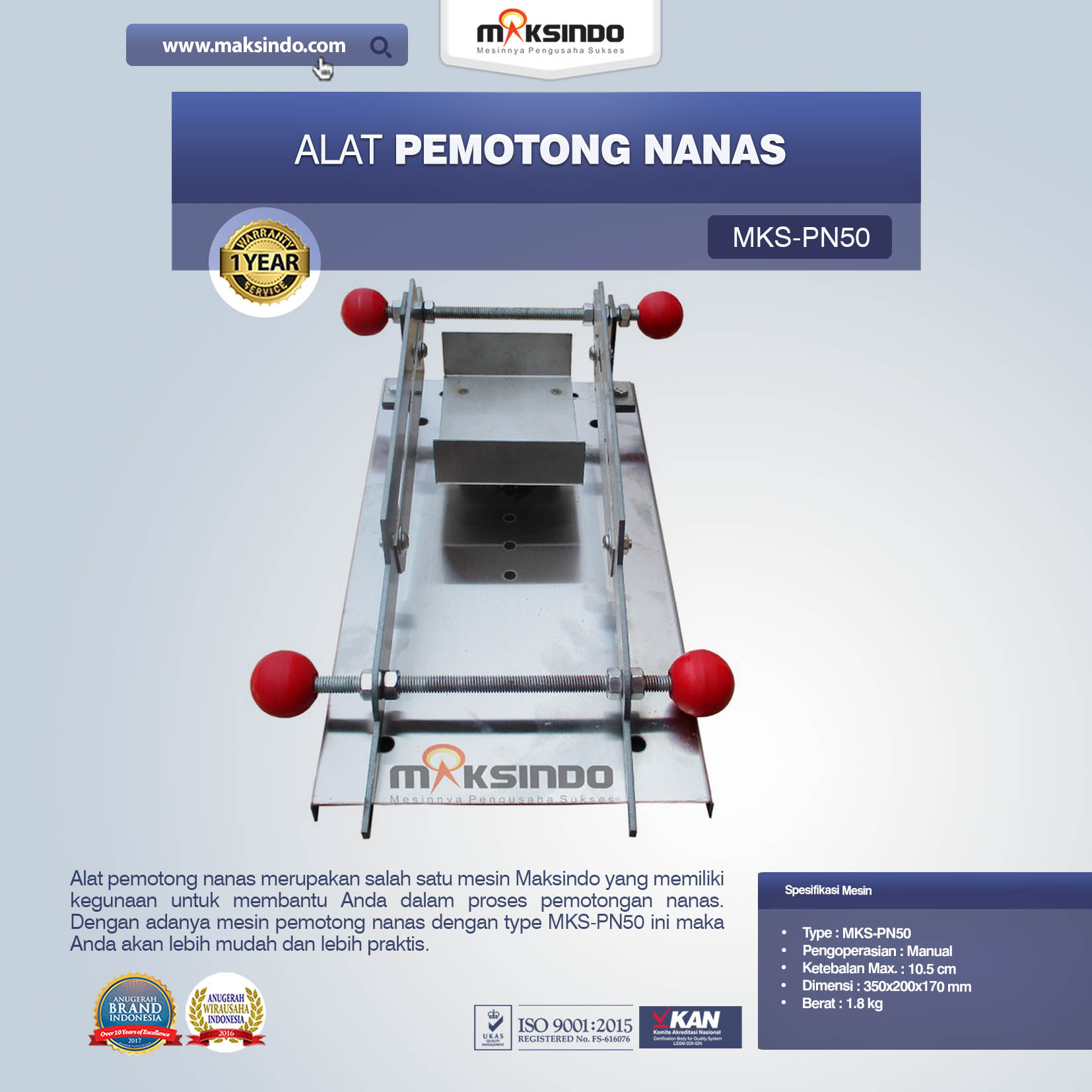 Jual Alat Pemotong Nanas MKS-PN50 di Yogyakarta