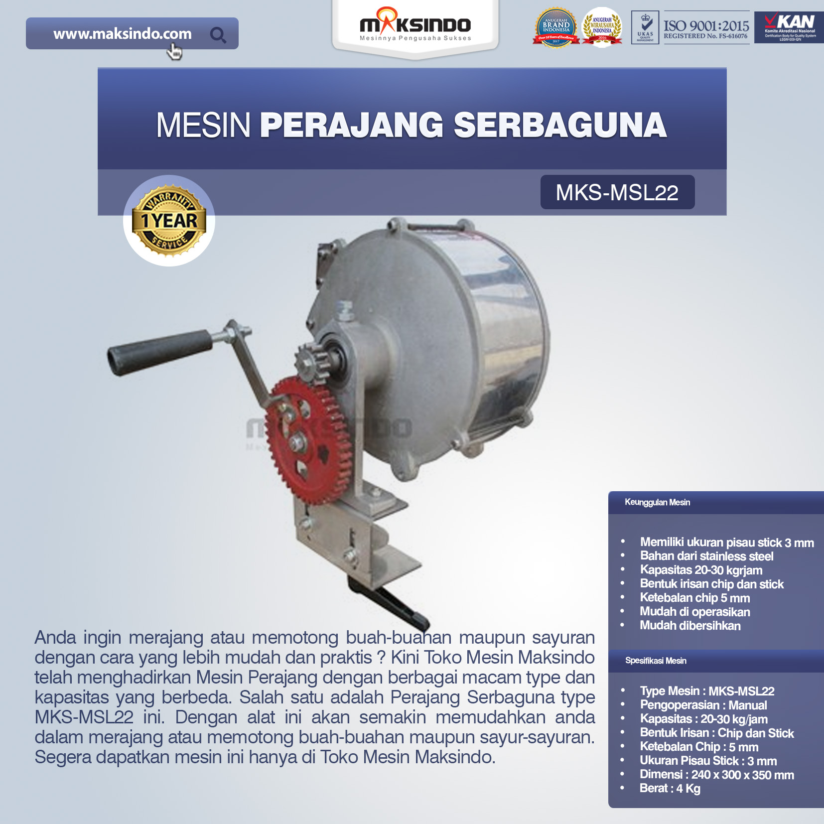 Jual Perajang Serbaguna MKS-MSL22 di Yogyakarta