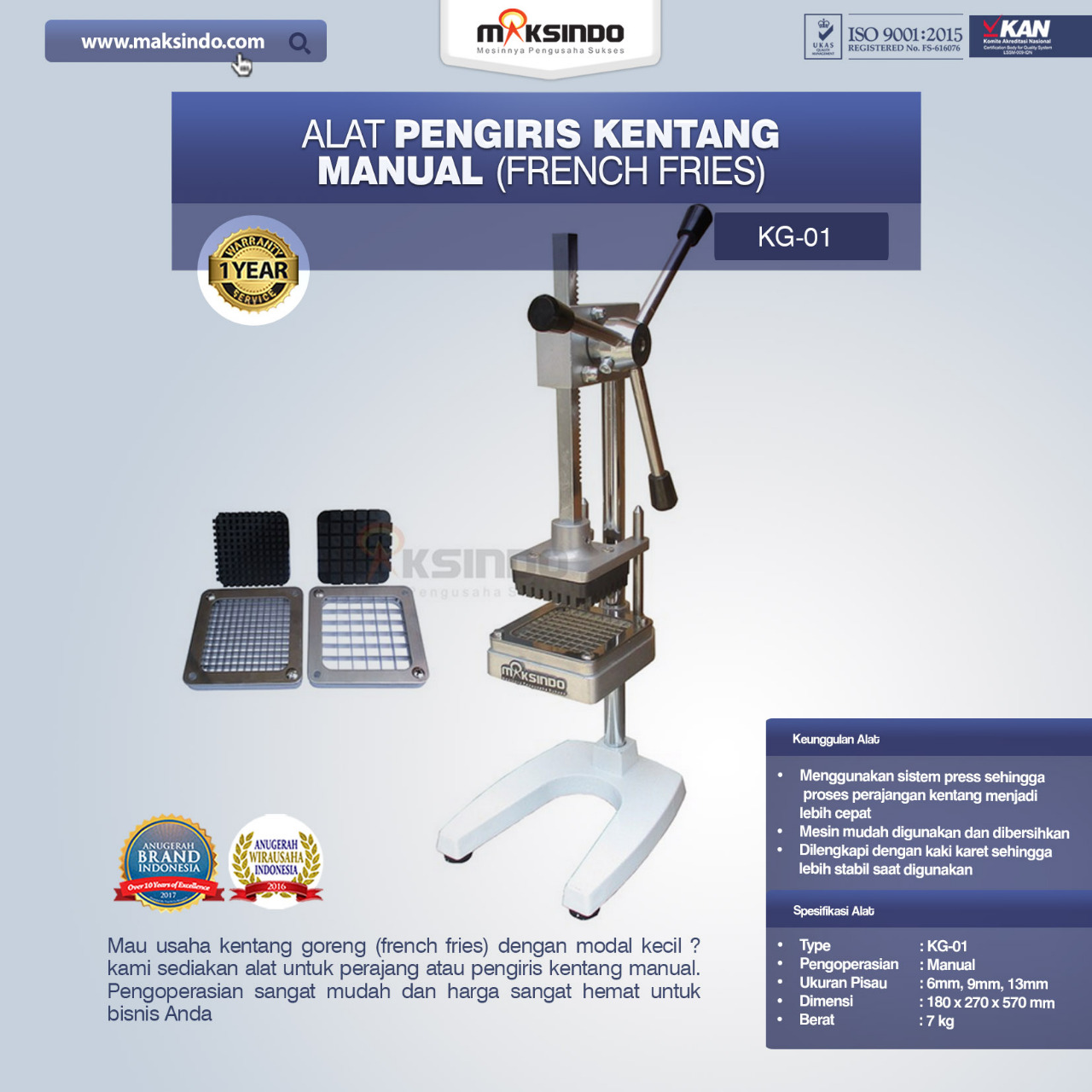 Jual Alat Pengiris Kentang Manual (french fries) di Yogyakarta