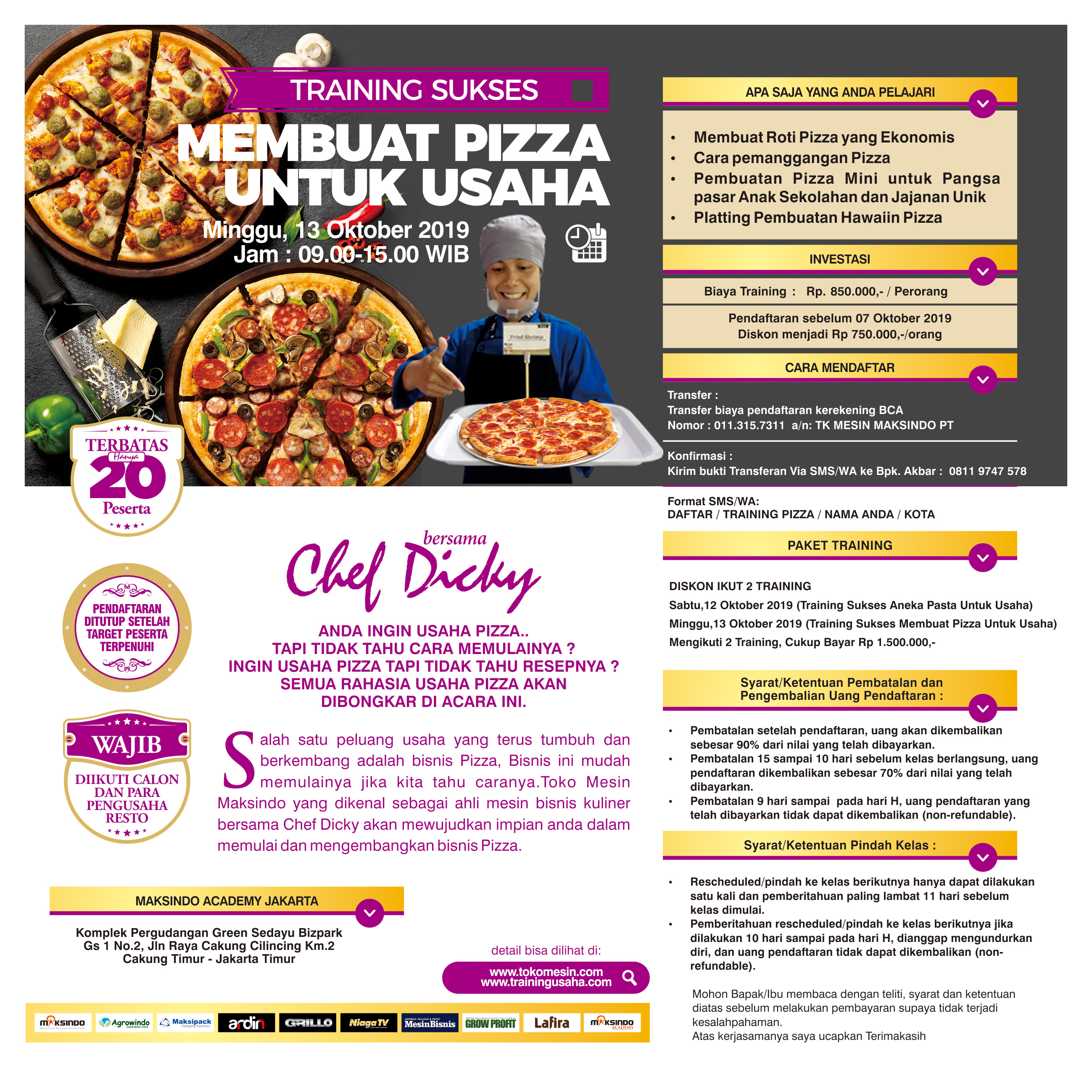 Training Sukses Membuat Pizza Untuk Usaha,Minggu, 13 Oktober 2019