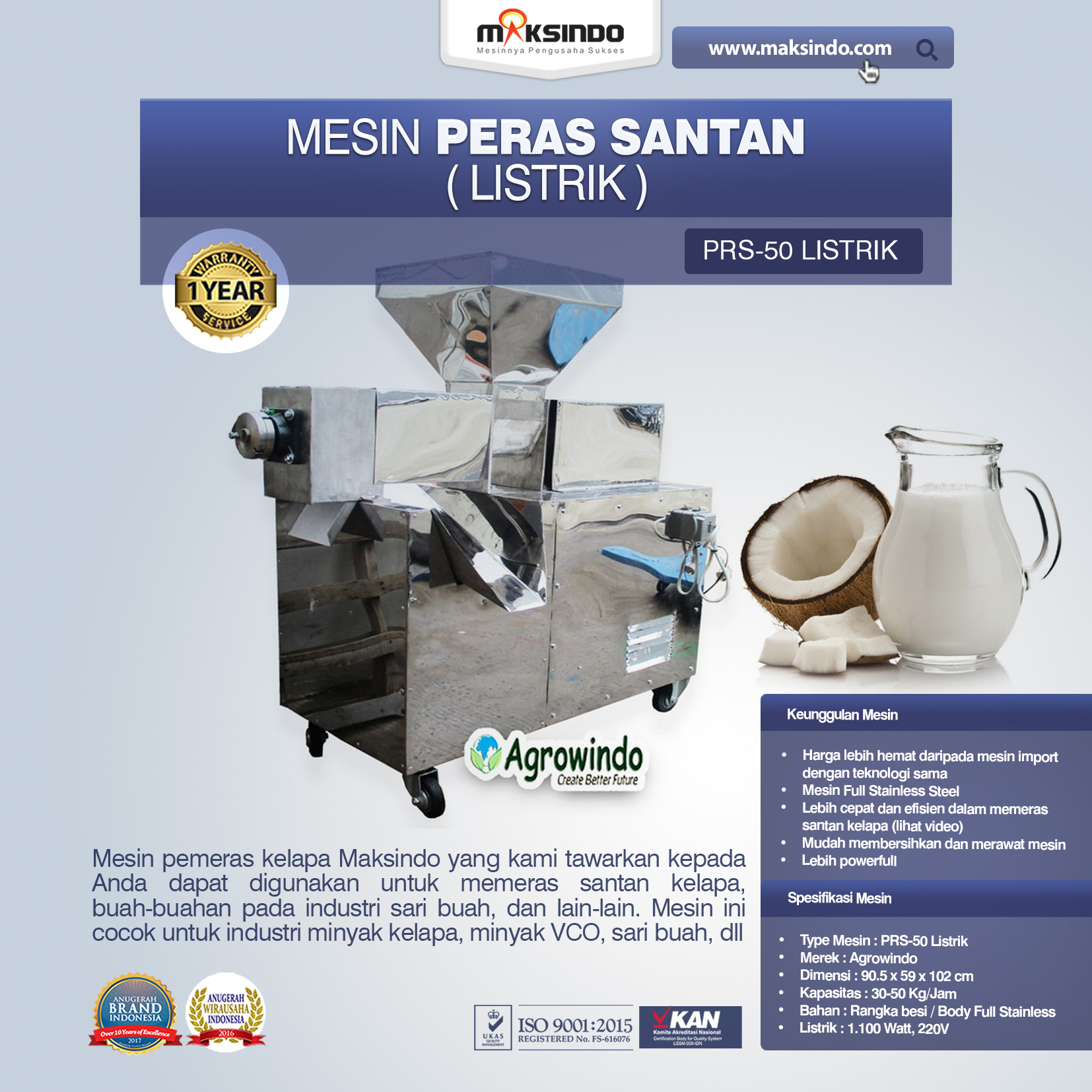 Jual Mesin Peras Santan di Yogyakarta